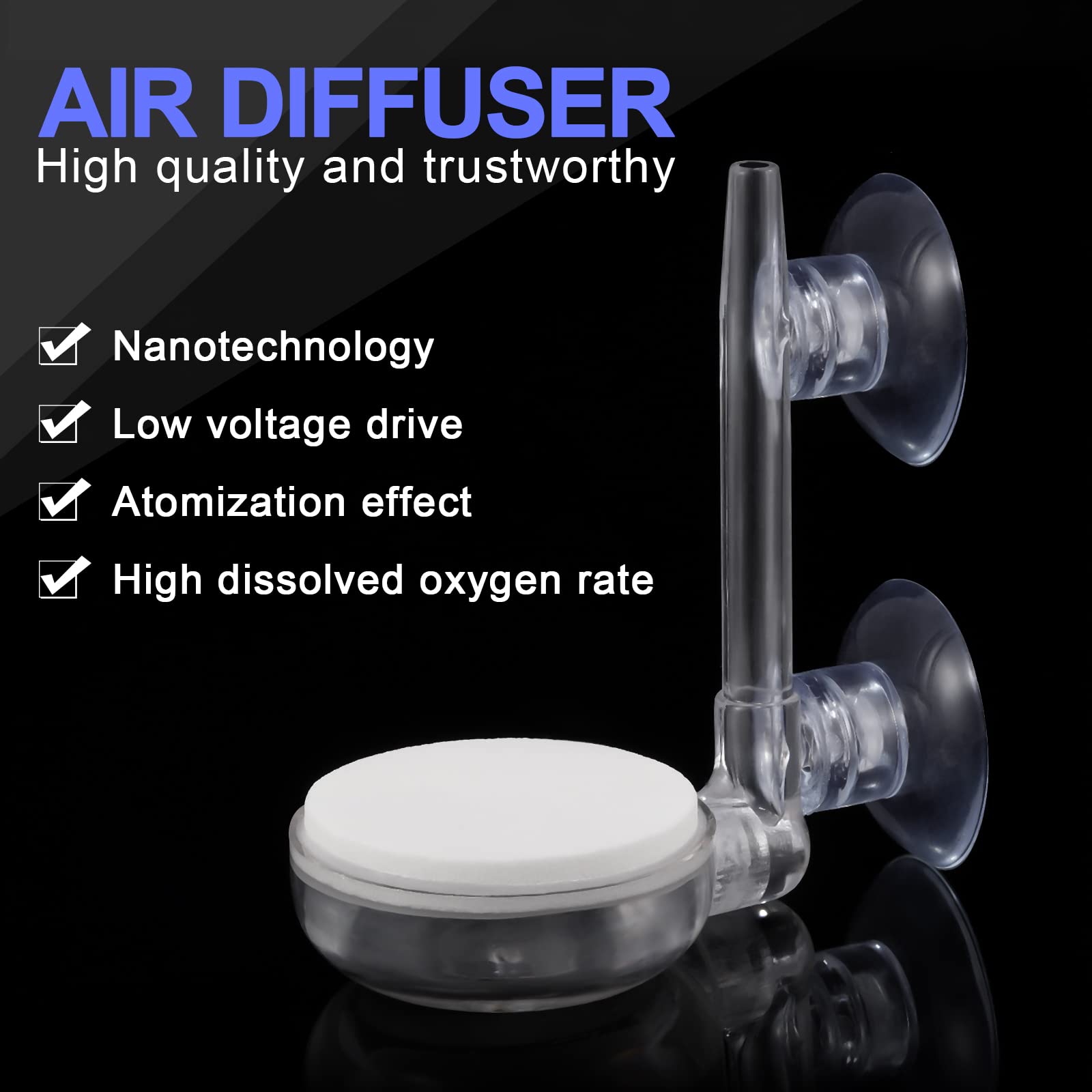 2 Pack Quiet Aquarium Air Stone Kit for Fish Tanks - Nano Bubble Diffuser with Air Pump, Control Valve & Suction Cups | Oxygenation for Small to Medium Aquariums, Betta Fish Tanks, Hydroponics & Pond Aeration