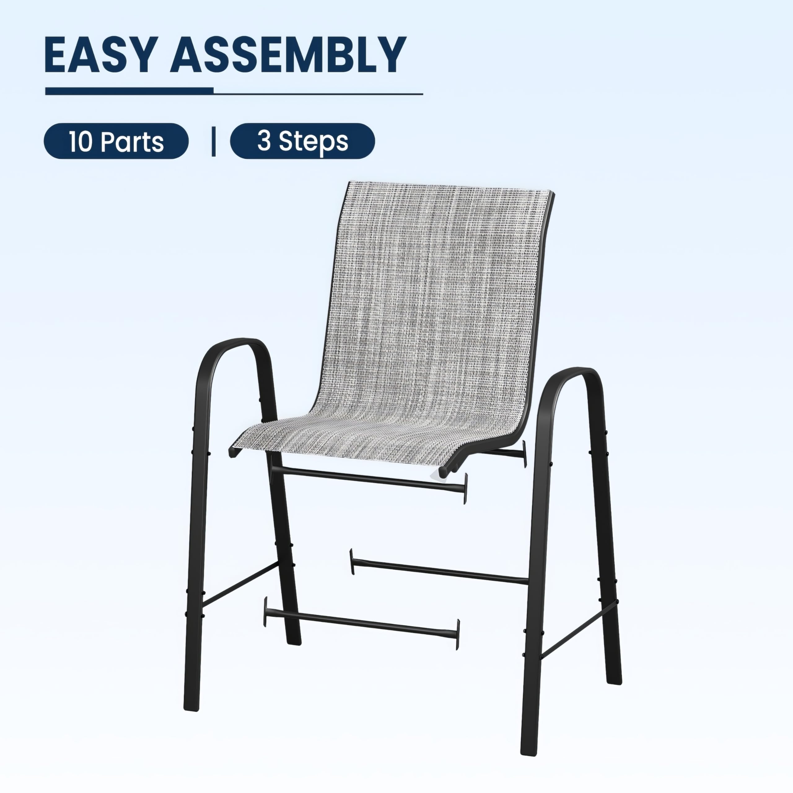 **UDPATIO Outdoor Bar Set - 2 Chairs & High Glass Bar Table, All-Weather Bistro Set for Backyard, Garden, Lawn (Light Grey) - Perfect for Outdoor Dining, Entertaining & Relaxation**
