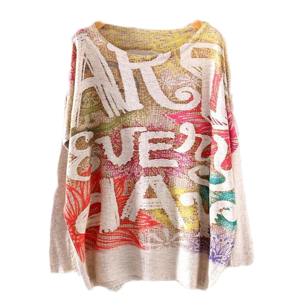Printed Knitted Long Sleeve T-Shirt for Women - Soft Comfortable Everyday Wear - Perfect for Casual Outfits, Layering & Fall Fashion