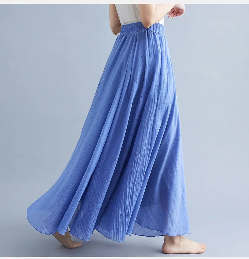 Stylish Women's Cotton Linen Maxi Skirt - Y2K Elegant Boho Long Skirt for Beach, Casual & Harajuku Fashion | Perfect for Summer Outfits, Vacations & Street Style