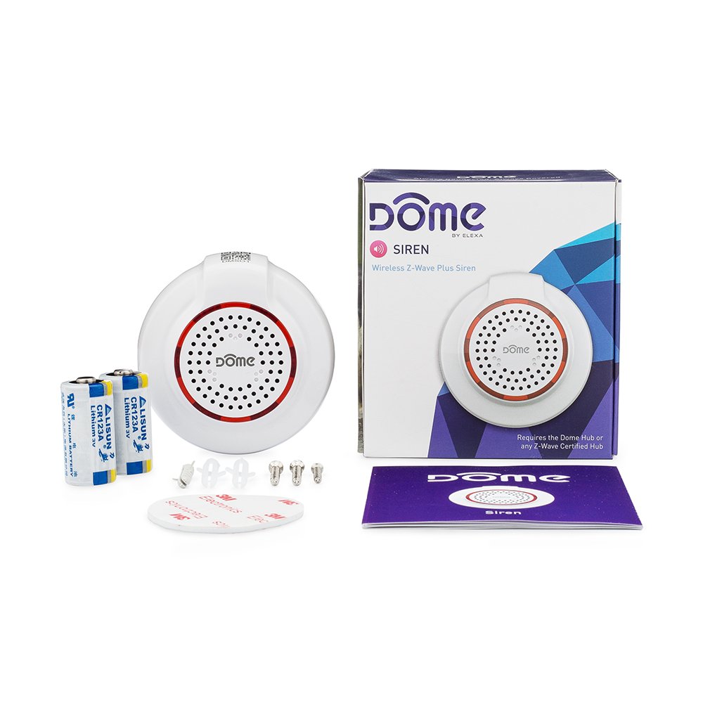Wireless Z-Wave Battery-Powered Dome Home Security Siren & Chime Alarm System for Smart Home Automation - Perfect for Home Security, Garage Alerts & Smart Device Integration