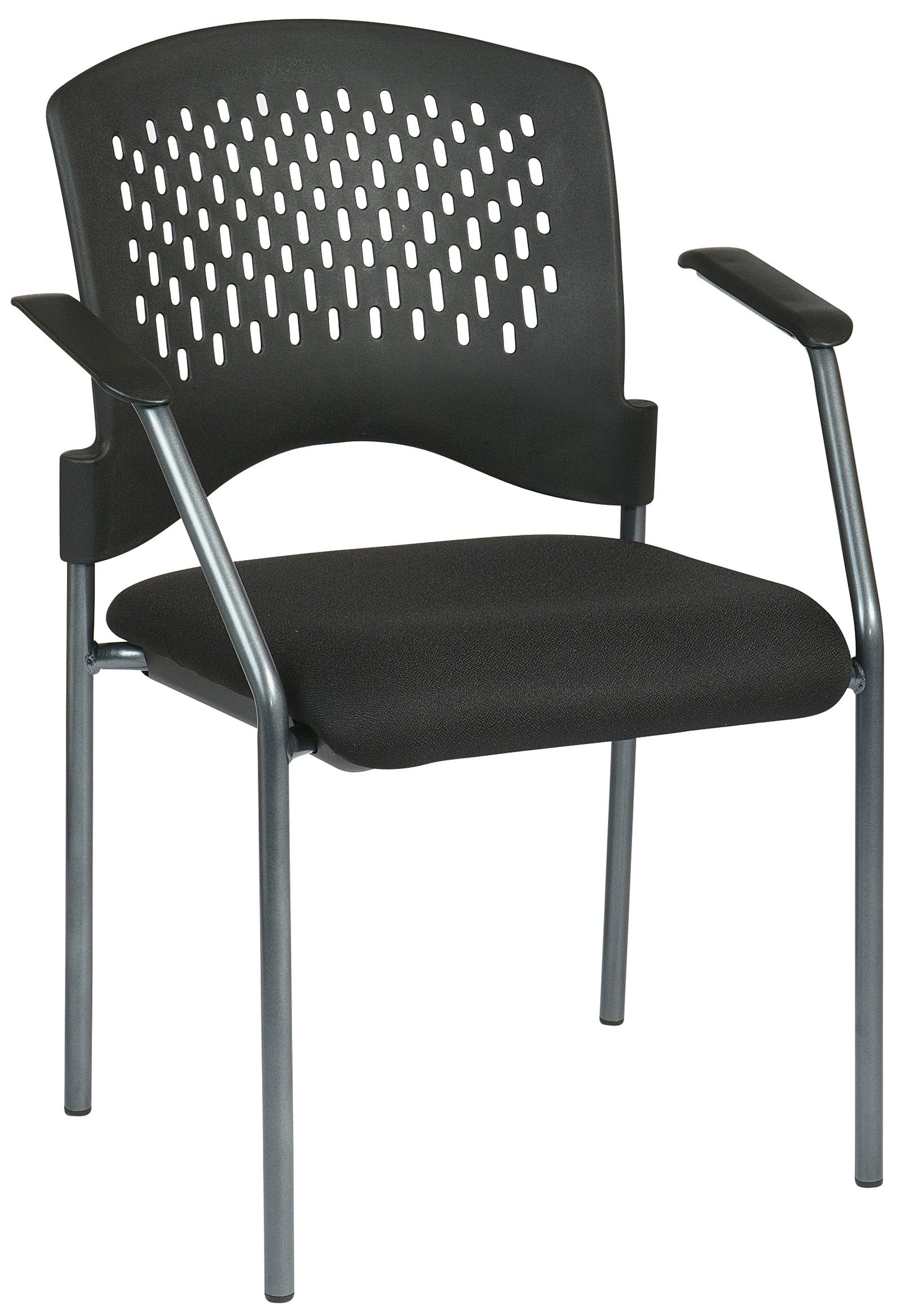 Pro Line II Titanium Finish Black Stacking Chair with Arms [8610 30] - Durable Metal Folding Chairs for Office, Conference, Banquet & Outdoor Events