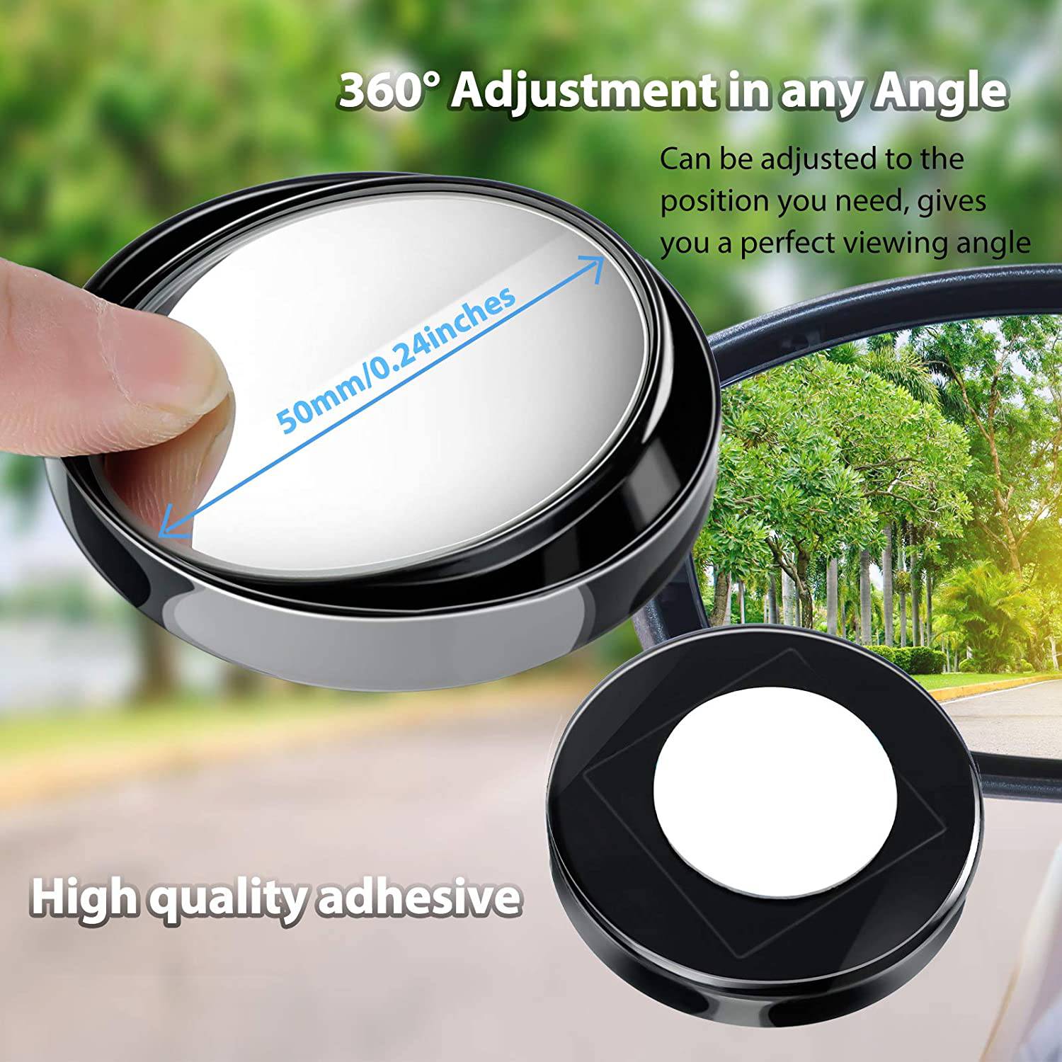 2 PCS Car Blind Spot Mirrors - 360° Adjustable Wide Angle Rear View Mirror for Enhanced Safety - Perfect for Parking, Lane Changing & Blind Spot Monitoring