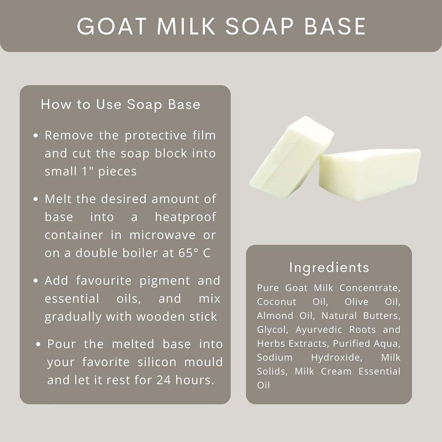 Ved.anum Ultra Premium Organic Soap Base - 100% Natural Goat Milk, SLES SLS Paraben Free, 500g - Perfect for Handmade Soap Making, Bath & Body Care, Gifts