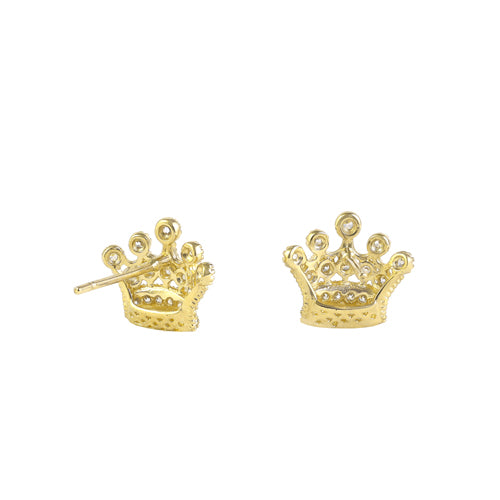 14K Solid Gold Crown CZ Stud Earrings for Women - Elegant Cubic Zirconia Jewelry Gift for Birthday, Anniversary & Special Occasions