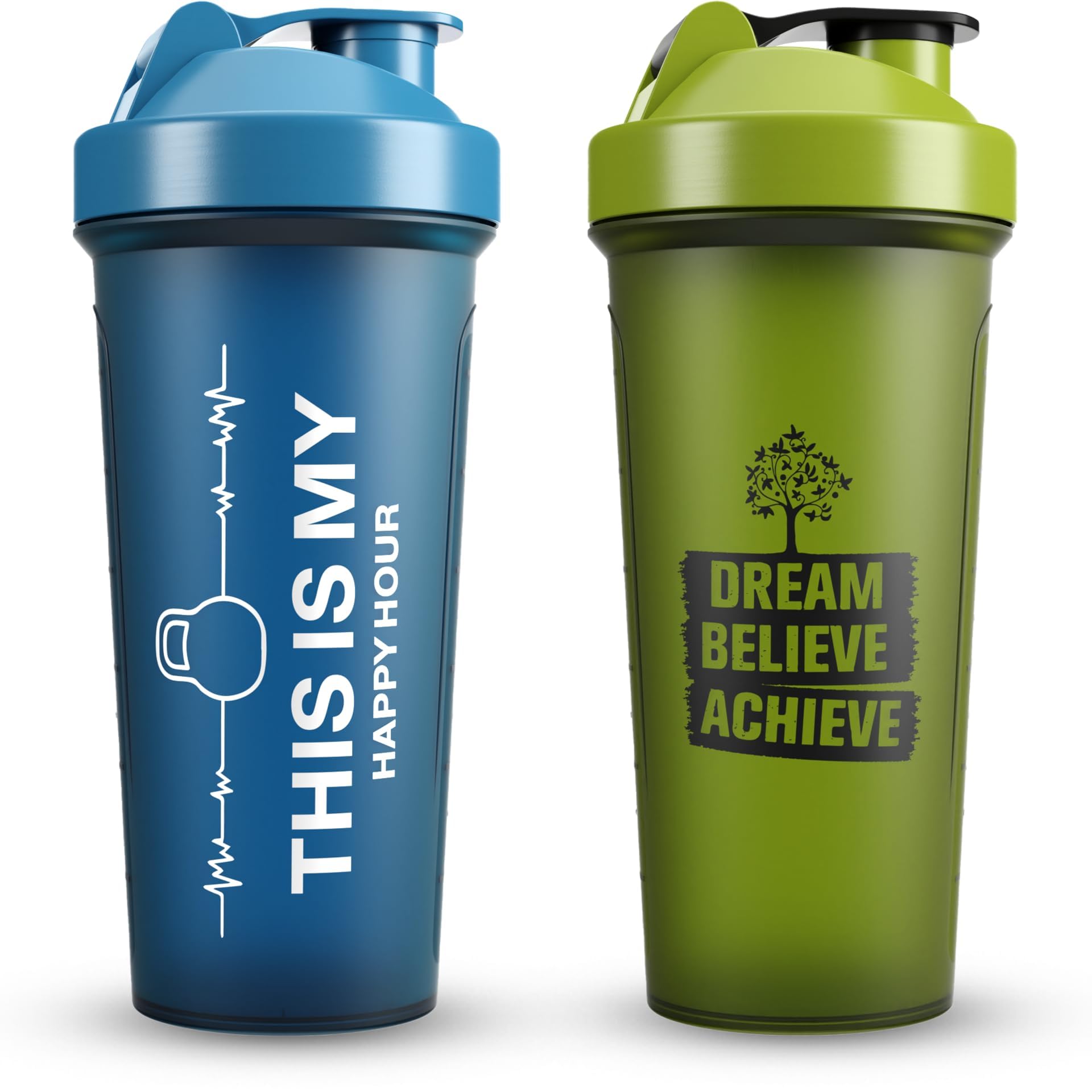 5-Pack Motivational Protein Shaker Bottles for Smoothies & Protein Mixes | BPA-Free, Dishwasher Safe Shaker Cups with Leak-Proof Lid | Perfect for Gym, Workout & Post-Training Recovery (ColorBurst Design)