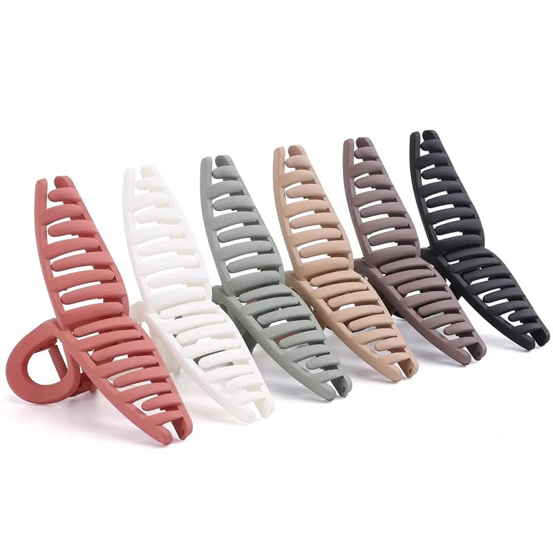 Trendy 6-Pack Large Hair Claw Clips for Women - 5.1 Inch Butterfly Hair Clips for Thick Hair, Strong Hold Hair Accessories for Women & Girls (Multicolor) - Perfect for Updos, Ponytails & Everyday Hairstyles