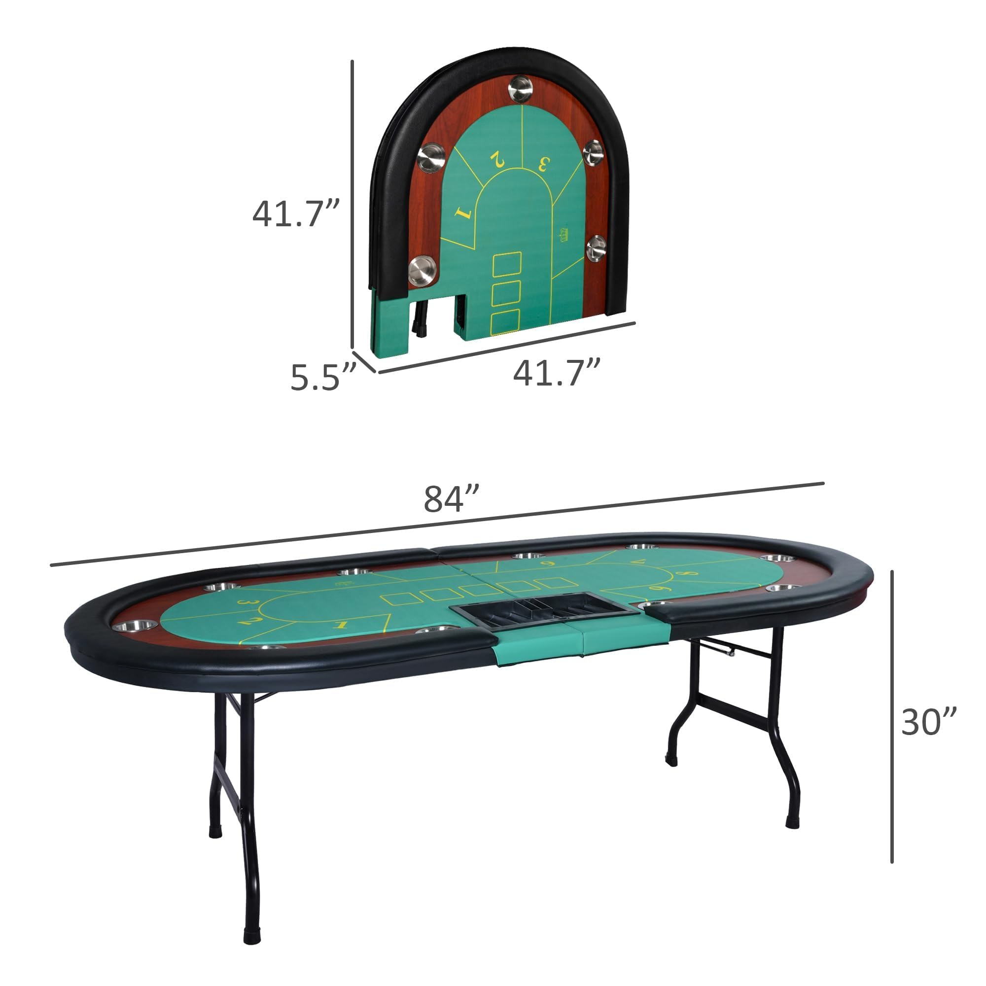 Premium 10-Player Folding Poker Table - 84