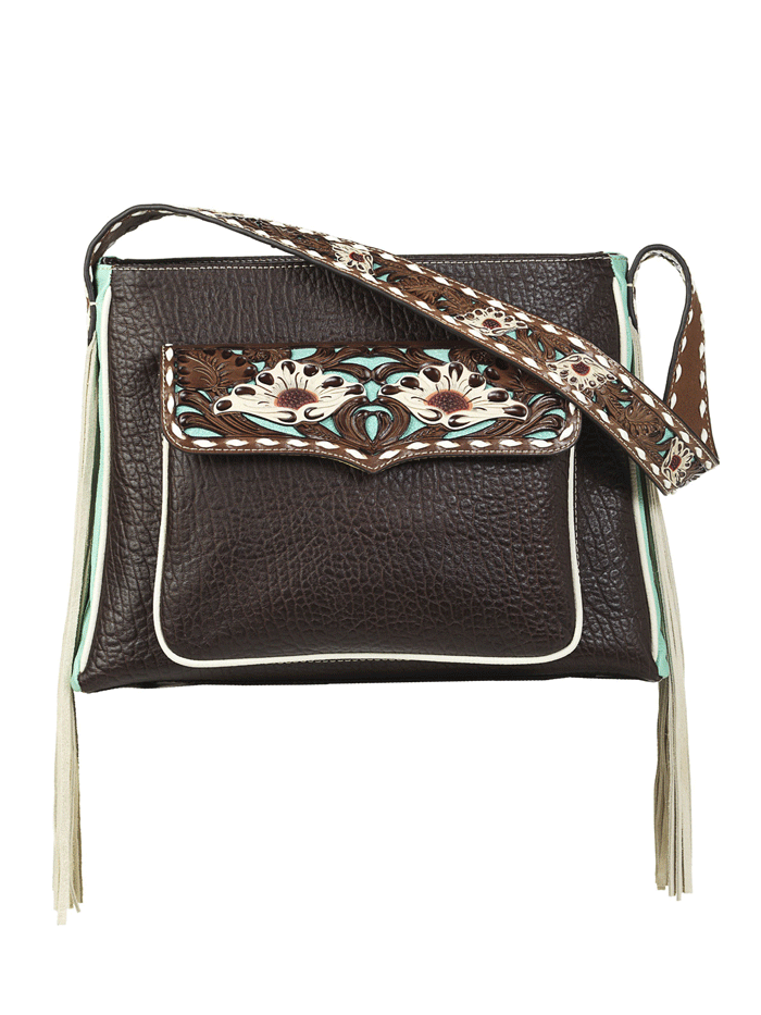 Ariat Women's Monroe Floral Pierced Lace Tote Bag in Brown - Stylish & Durable Handbag for Work, Travel & Everyday Use