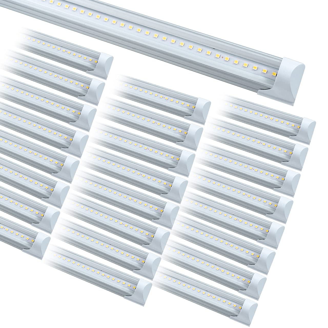 24 Pack 2FT 10W 6000K Daylight White LED Shop Lights - Linkable T8 Integrated Tube Lights with Clear Cover & On/Off Switch - Perfect for Garage, Workshop, Workbench, Kitchen Under Cabinet Lighting and Commercial Spaces