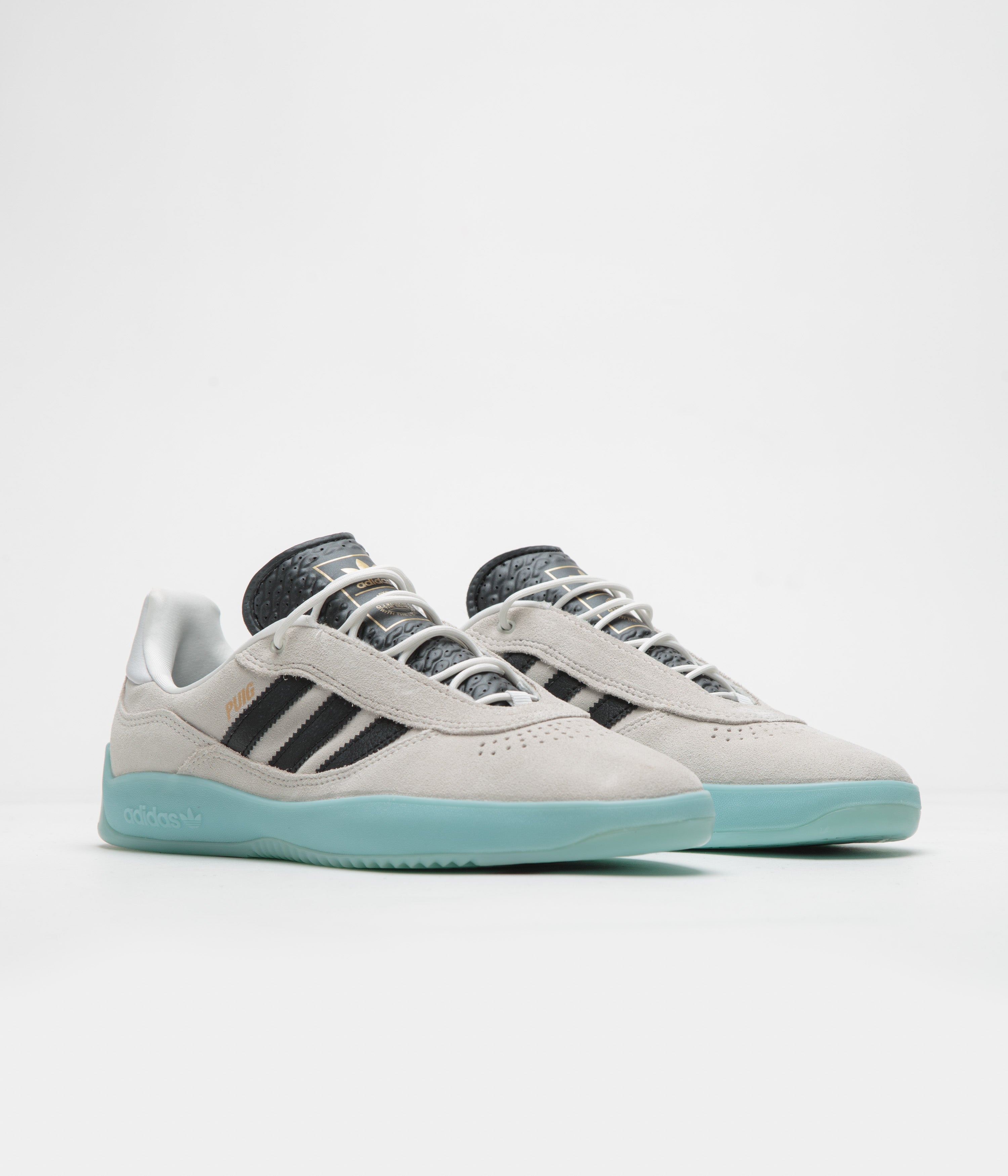 Adidas Puig Running Shoes for Men & Women - Crystal White / Core Black / Light Aqua - Lightweight Comfortable Sneakers for Jogging, Gym & Casual Wear