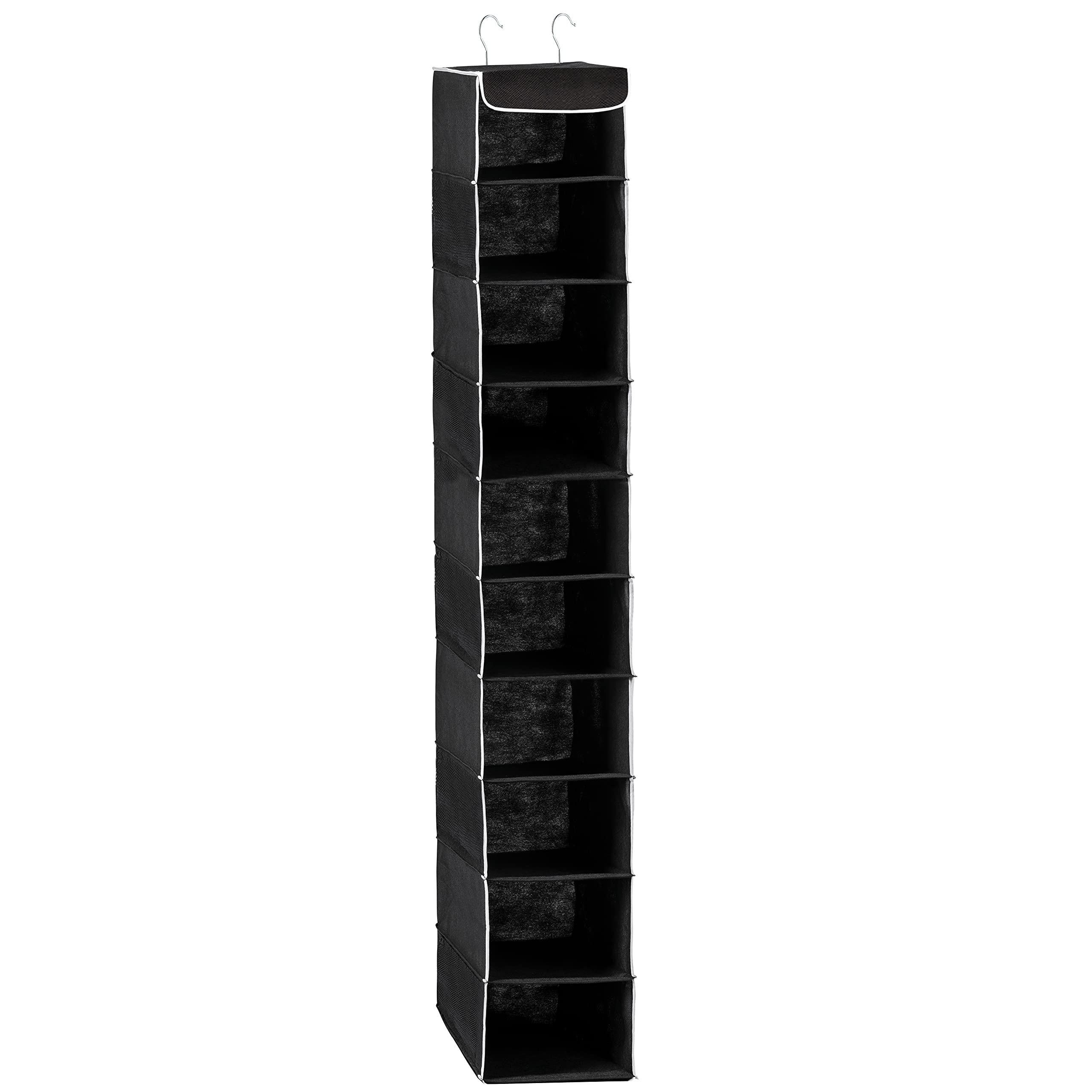 ZOBER 10-Shelf Hanging Closet Organizer - Space Saving Storage for Clothes, Towels, Toys - Perfect for Dorm Room, Nursery & Home Closet Organization - Ideal for Small Spaces & Wardrobe Storage Solutions