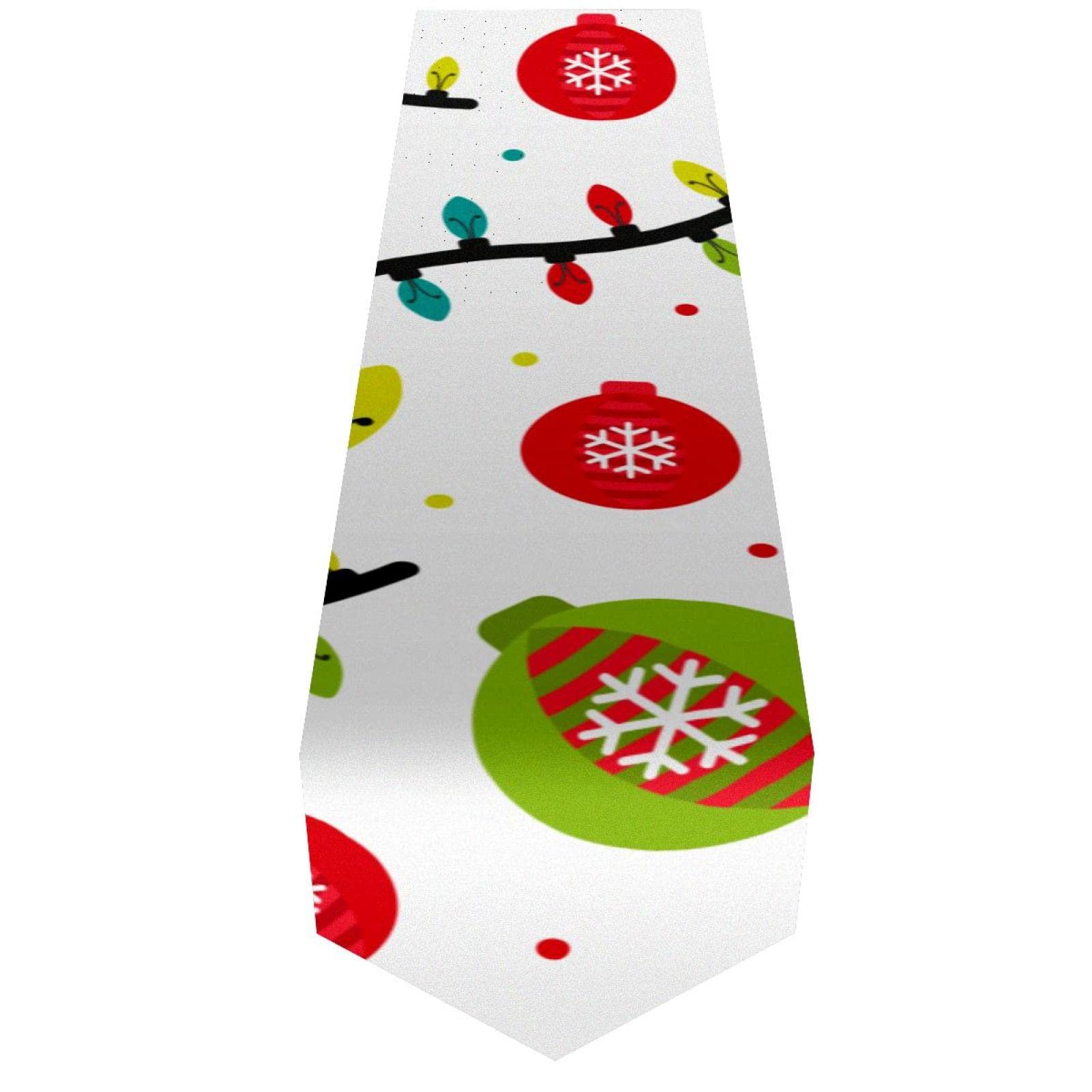 Vibrant Christmas Lights & Xmas Ornaments Table Runner - Holiday Tablecloth for Coffee, Dining & Entryway Tables - Festive Dinner Party Decor for Home & Office Celebrations