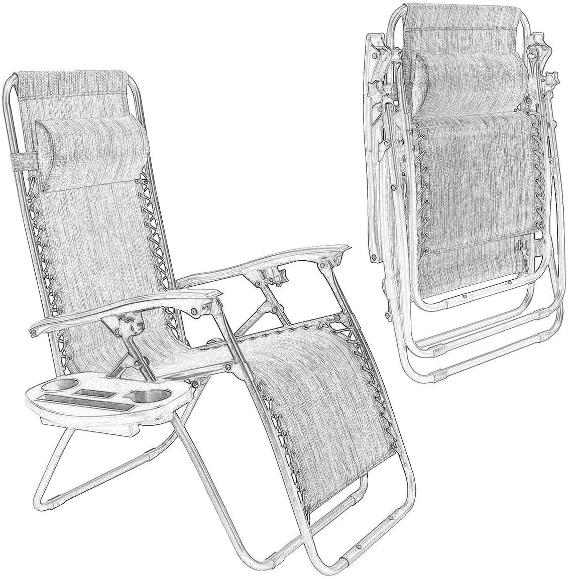 Casart Set of 2 PC Folding Lounge Chairs - Outdoor Zero Gravity Recliners with Cup Holder - Lightweight & Portable for Backyard, Beach, Poolside & Patio Relaxation