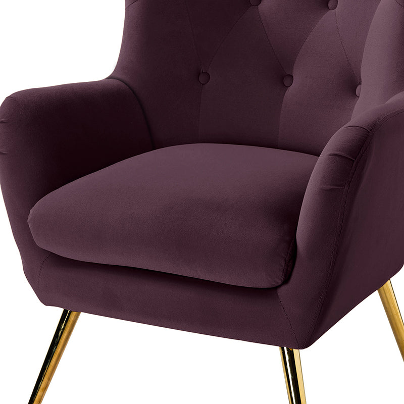Luxury Isabelle Wingback Velvet Upholstered Armchair - High Back Accent Chair with Sturdy Metal Legs for Living Room, Bedroom & Office Decor