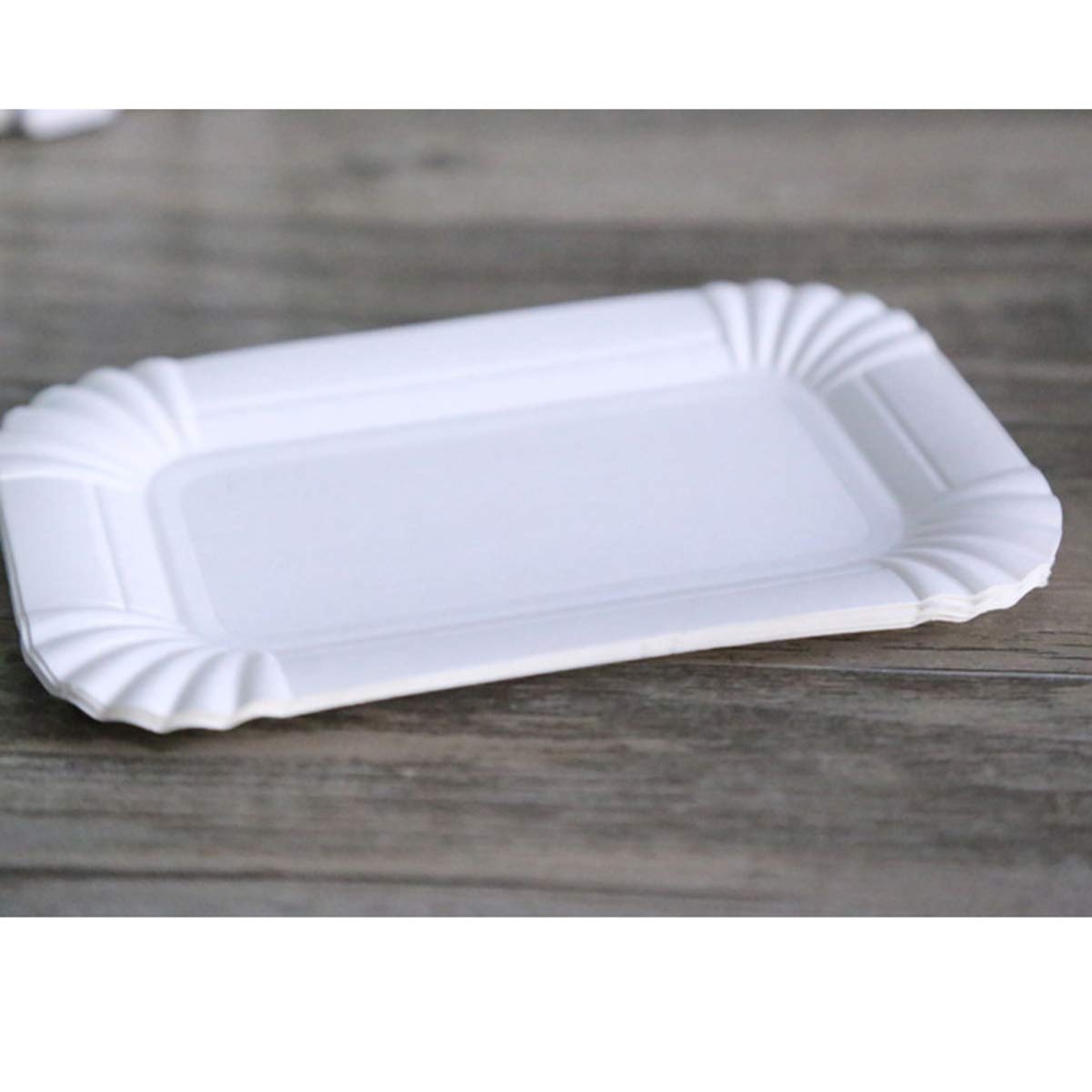 Eco-Friendly White Rectangular Paper Cake Plates - Disposable Party Plates for Birthday, BBQ, Picnic & Fruit Serving | Bulk Paper Food Trays for Events & Gatherings