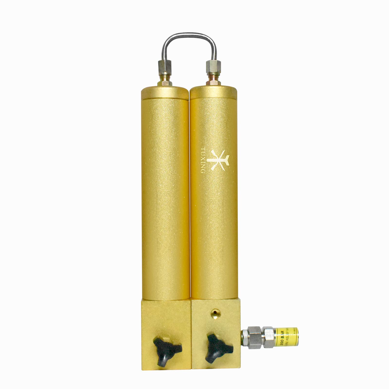 TUXING 4500Psi PCP Air Compressor Oil Water Separator with Anti-Explosion Valve - 2 Stage Filtration System for High Pressure Compressors - Ideal for Scuba Diving, Paintball & Airgun Refilling (286mm x 100mm)