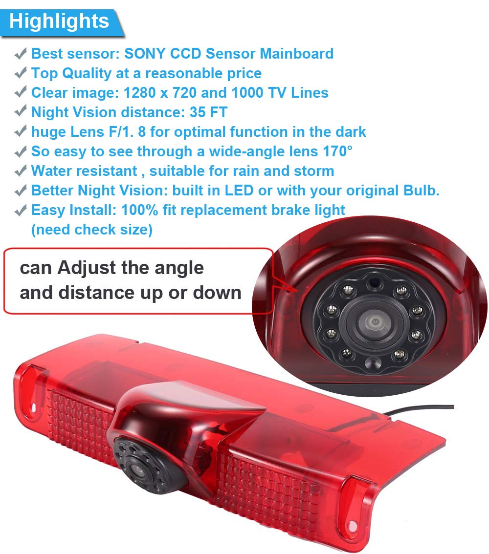 New Version Car Third Roof Top Mount Brake Lamp Camera with 7