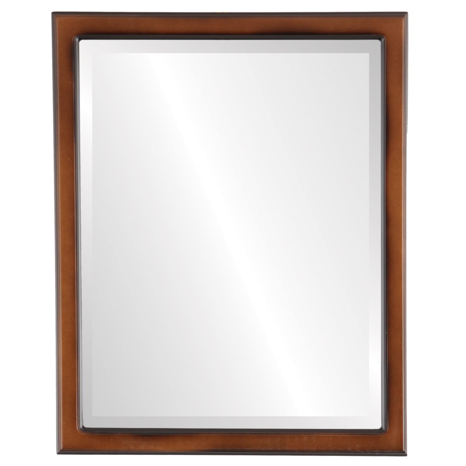 Ovalcrest Rectangle Beveled Wall Mirror - 18x22 Inches Walnut Finish - Modern Home Decor Mirror for Living Room, Bedroom & Entryway - Toronto Style Framed Mirror with Outside Dimensions