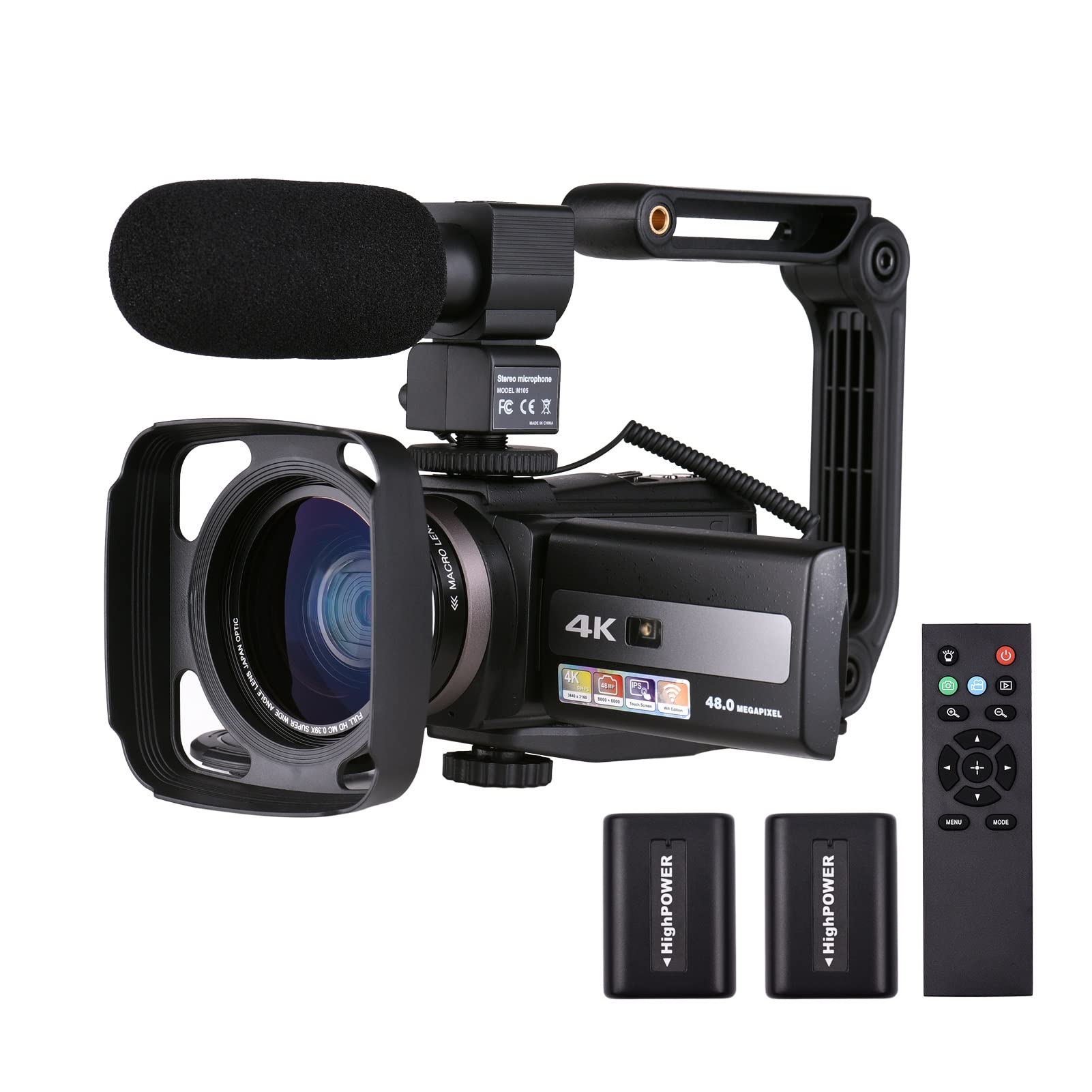 4K 60FPS Ultra HD Digital Video Camera with 48MP & 16X Zoom - WiFi Sharing, Time Lapse, Slow Motion - Perfect for Vlogging, Travel Filming, and YouTube Content Creation