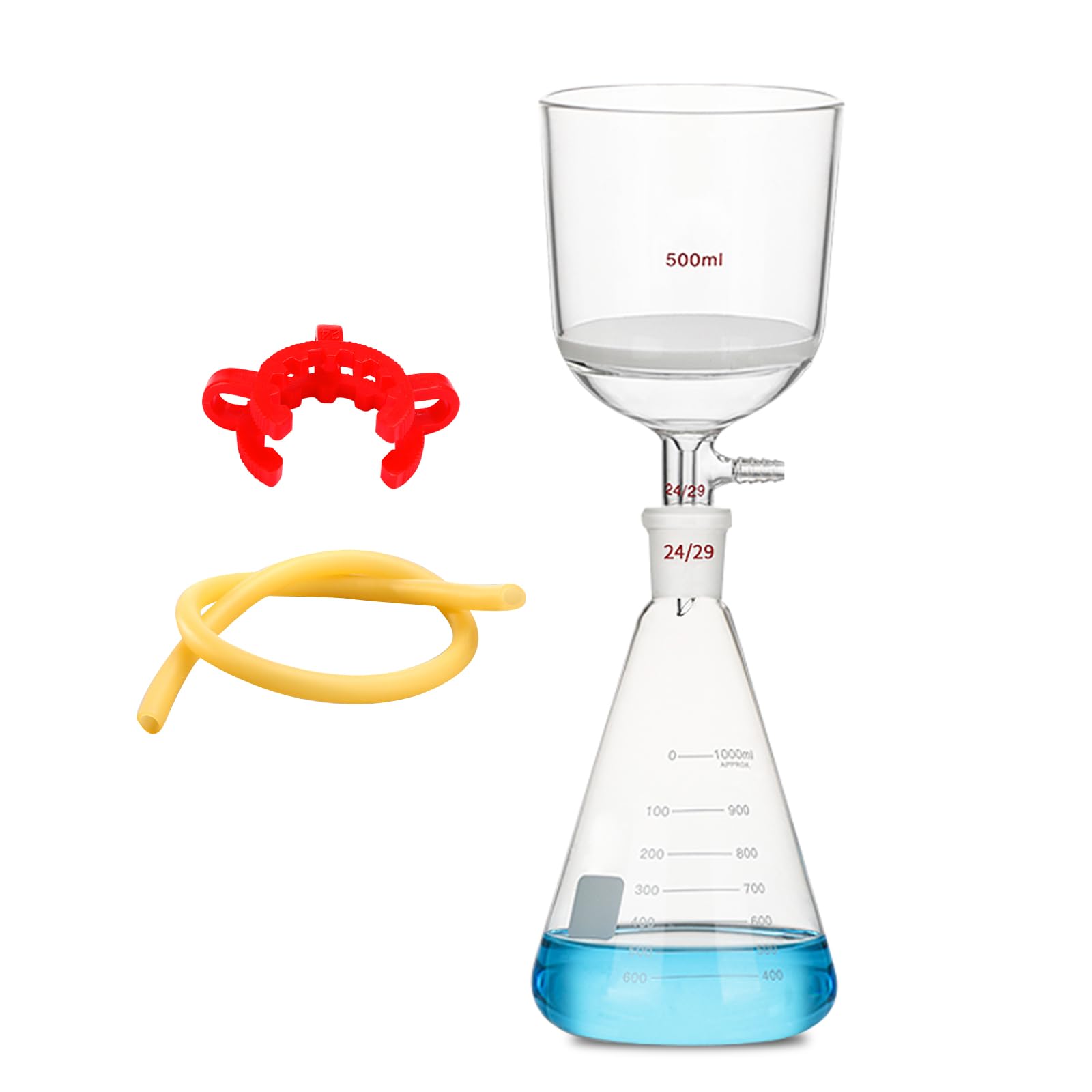 Premium Borosilicate Glass Buchner Funnel Filter Flask Set - 1000ml Vacuum Filter Bottle & 500ml Sand Core Funnel for Chemistry Lab Experiments | Ideal for Filtration, Distillation & Scientific Research Applications