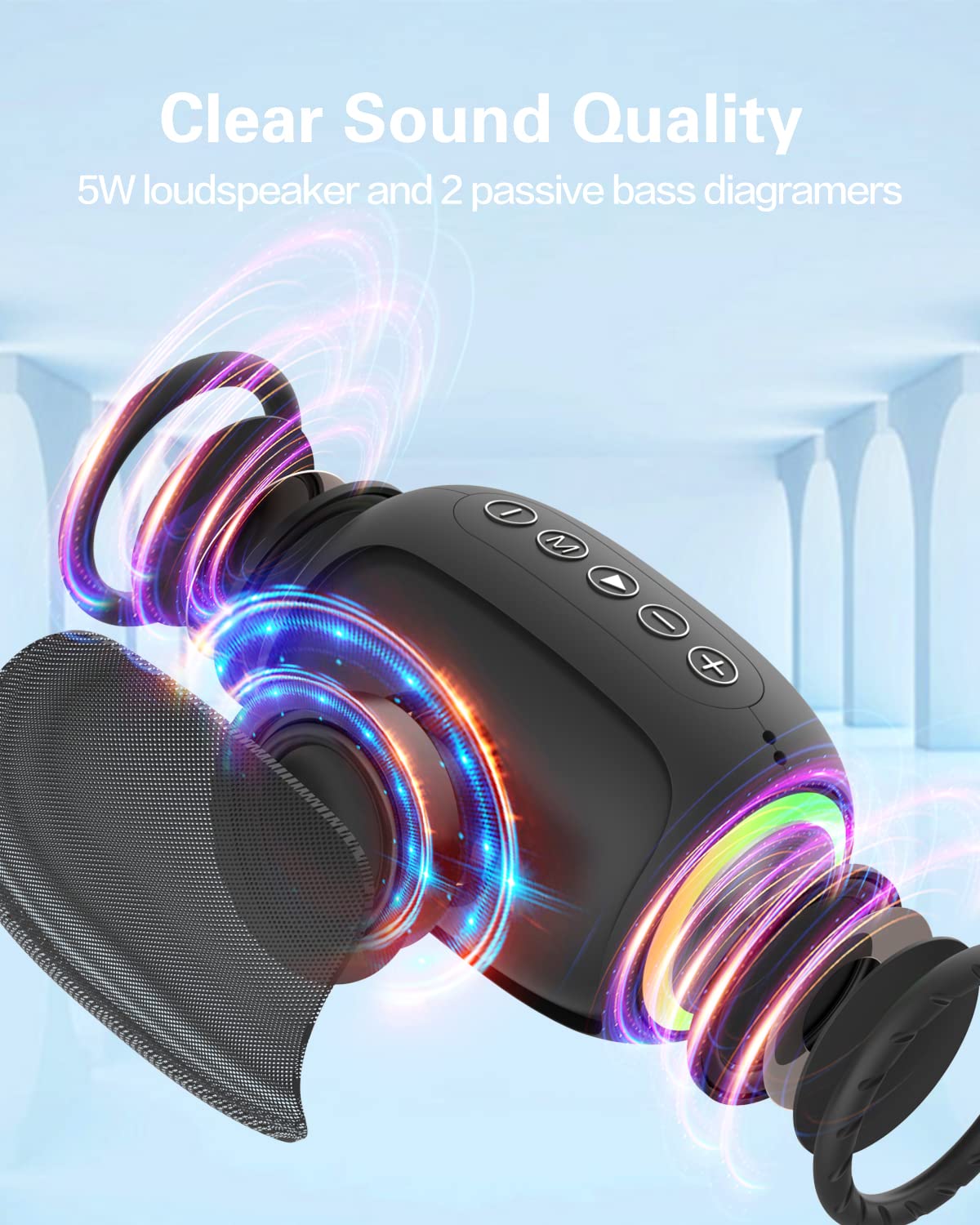 Bluetooth Speakers A66 - 5W Portable Wireless Speakers with Clear Sound, Multi-Playing Modes, Compatible with Cellphone & PC, Ideal for Home, Outdoor, and Travel Use