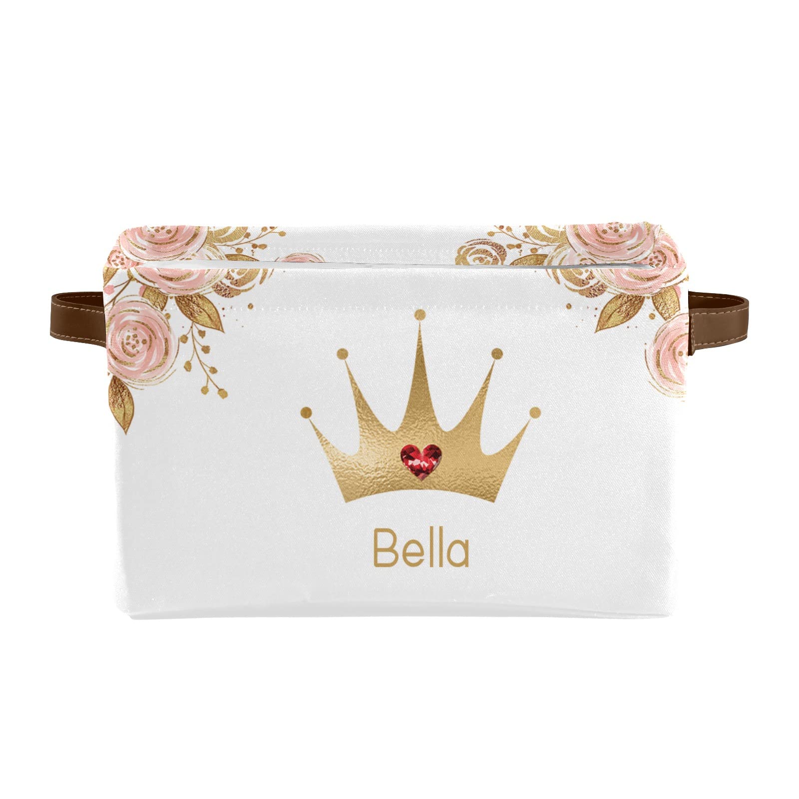 Personalized Pink & Gold Floral Waterproof Storage Basket with Custom Name - Nursery Organization, Baby Shower Gift, Home Decor (1 Pack) - Perfect for Baby Clothes, Toys & Nursery Storage