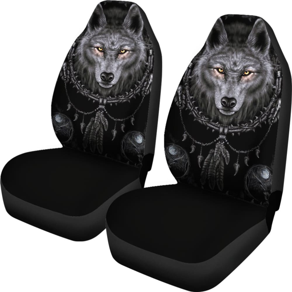 Bohemian Wolf Print Car Seat Covers for Cars, SUVs & Trucks - Stylish & Protective Auto Accessories - Perfect for Road Trips, Camping & Outdoor Adventures