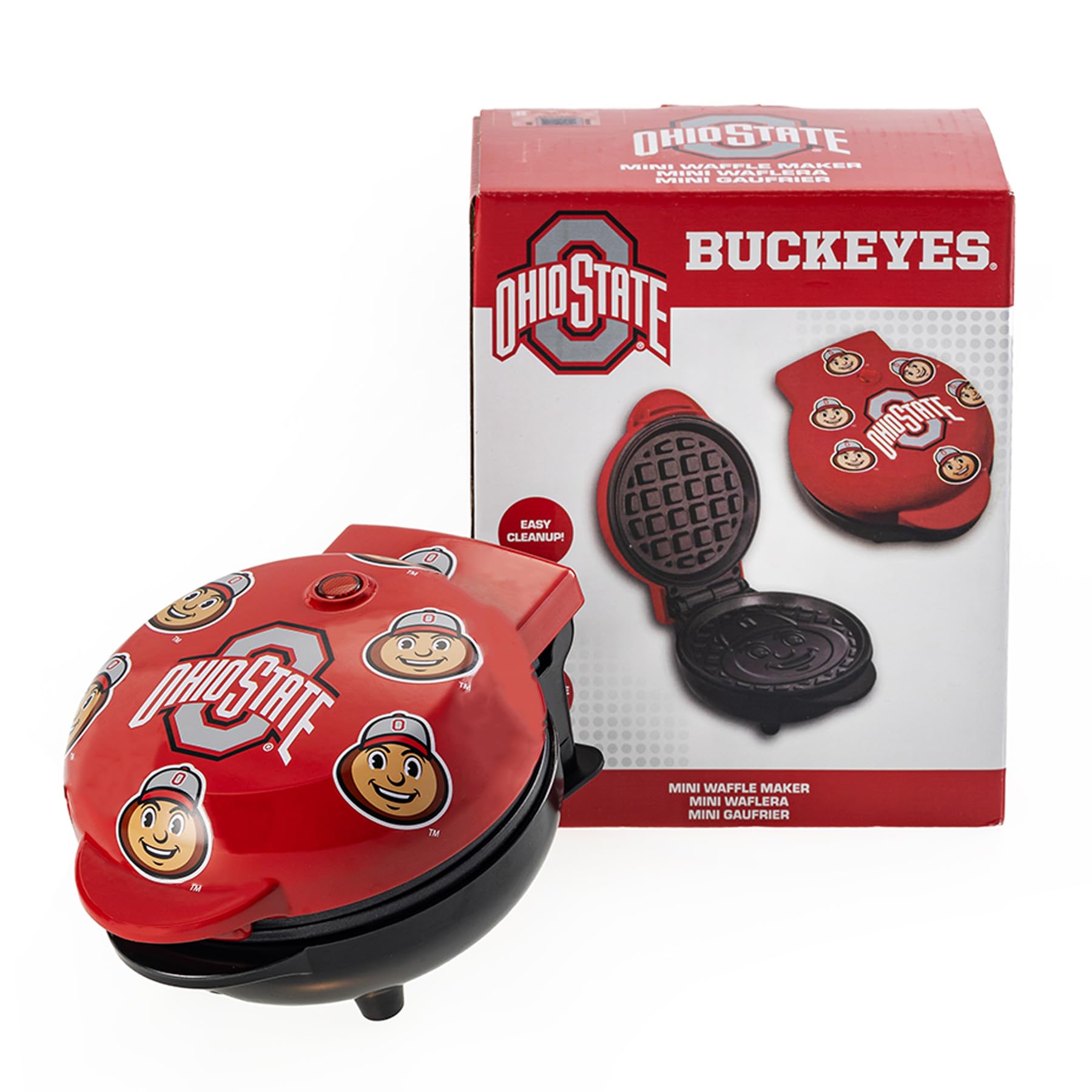 Ohio State Buckeyes Brutus Buckeye Mini Waffle Maker - Team Spirit Breakfast Maker for Game Day & Tailgating - Perfect for Dorms, Gifts & Buckeye Fans