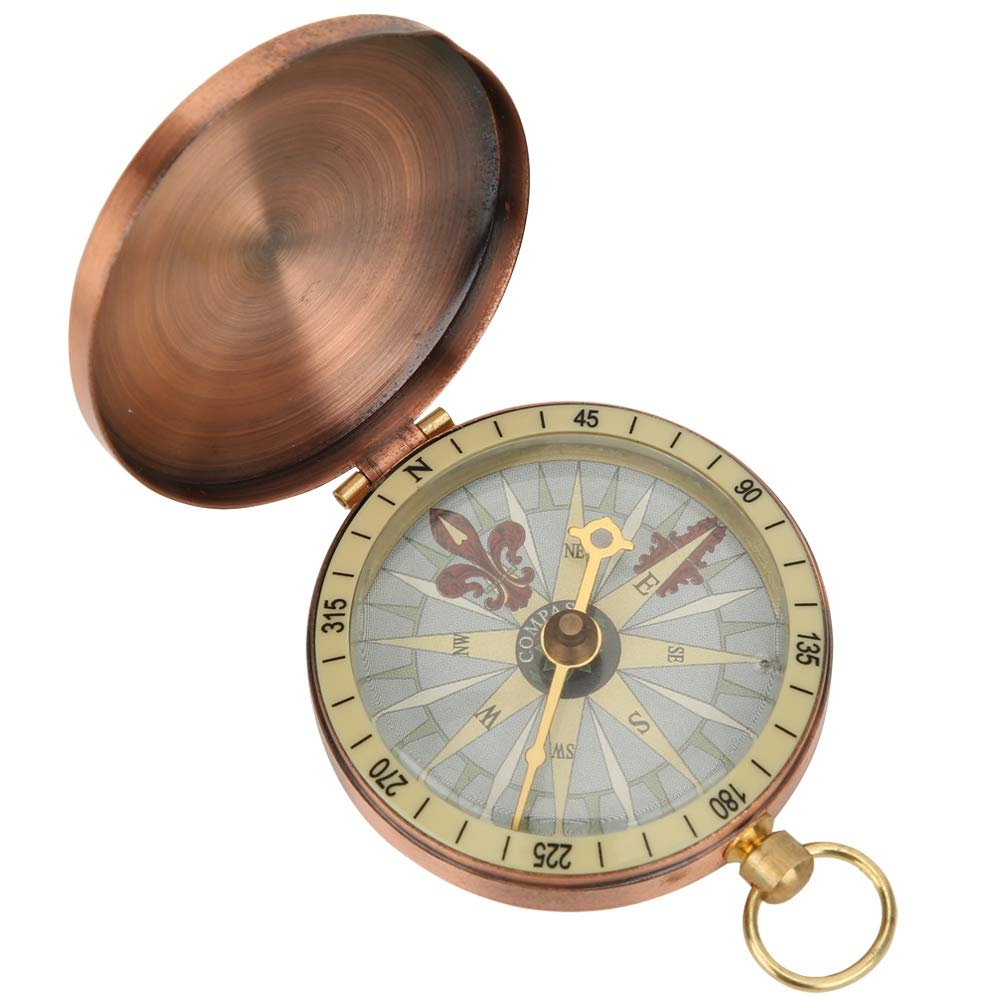 Vintage Retro Metal Copper Pocket Watch Compass - Portable Antique Style Compass for Hiking, Camping, Hunting & Outdoor Adventures - Perfect Gift for Collectors & Explorers