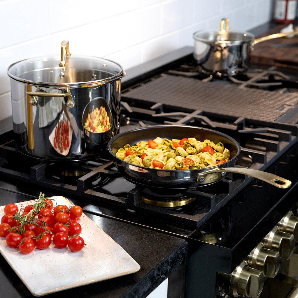 ZLINE 10-Piece Stainless Steel & 3-Piece Nonstick Ceramic Cookware Set - Non-Toxic, Oven & Dishwasher Safe - Perfect for Sautéing, Frying & Everyday Cooking (CWSETL NS 10)