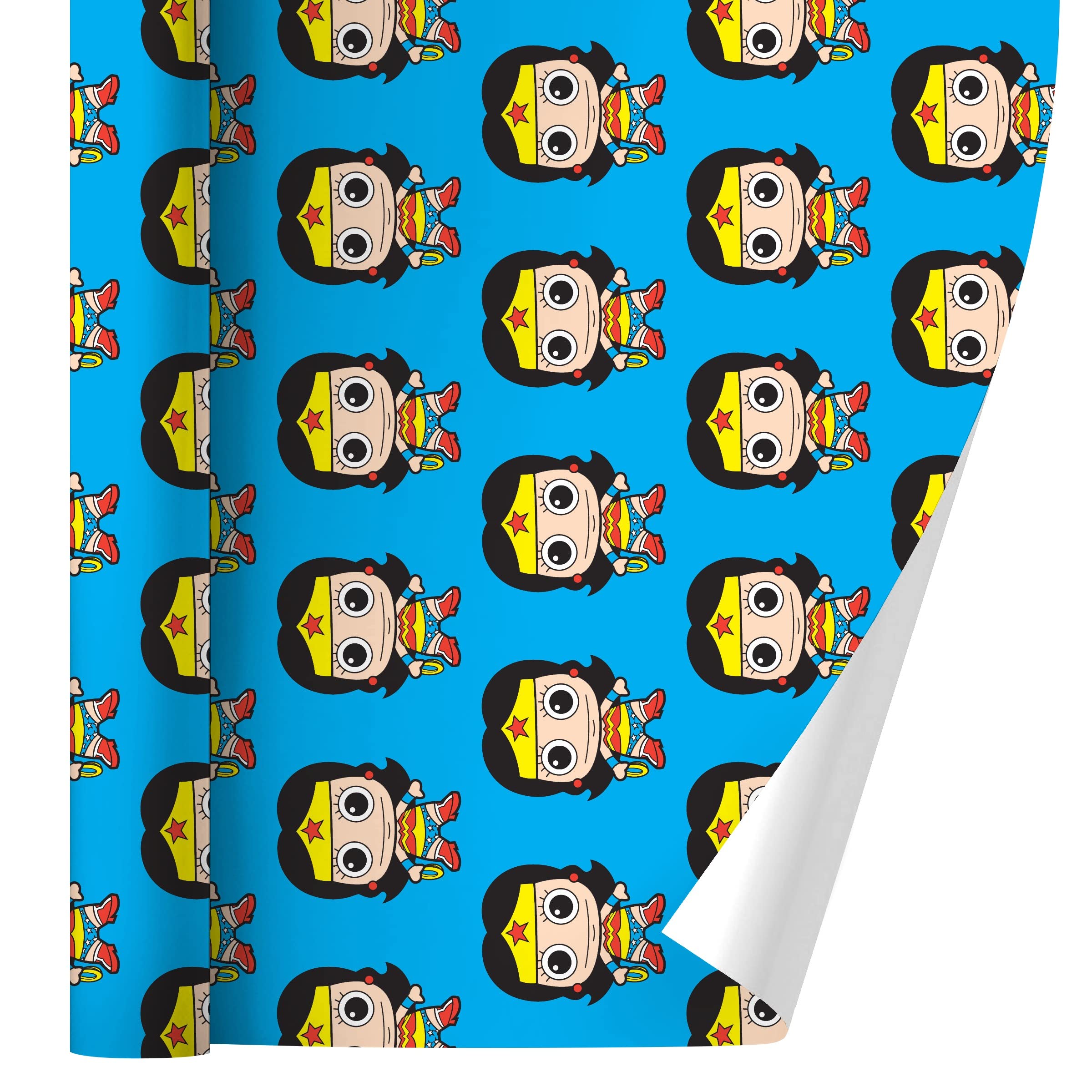 Wonder Woman Chibi Gift Wrap Paper Roll - Cute Superhero Wrapping Paper for Birthday, Christmas, Party Gifts - Perfect for Comic Fans & DC Collectors