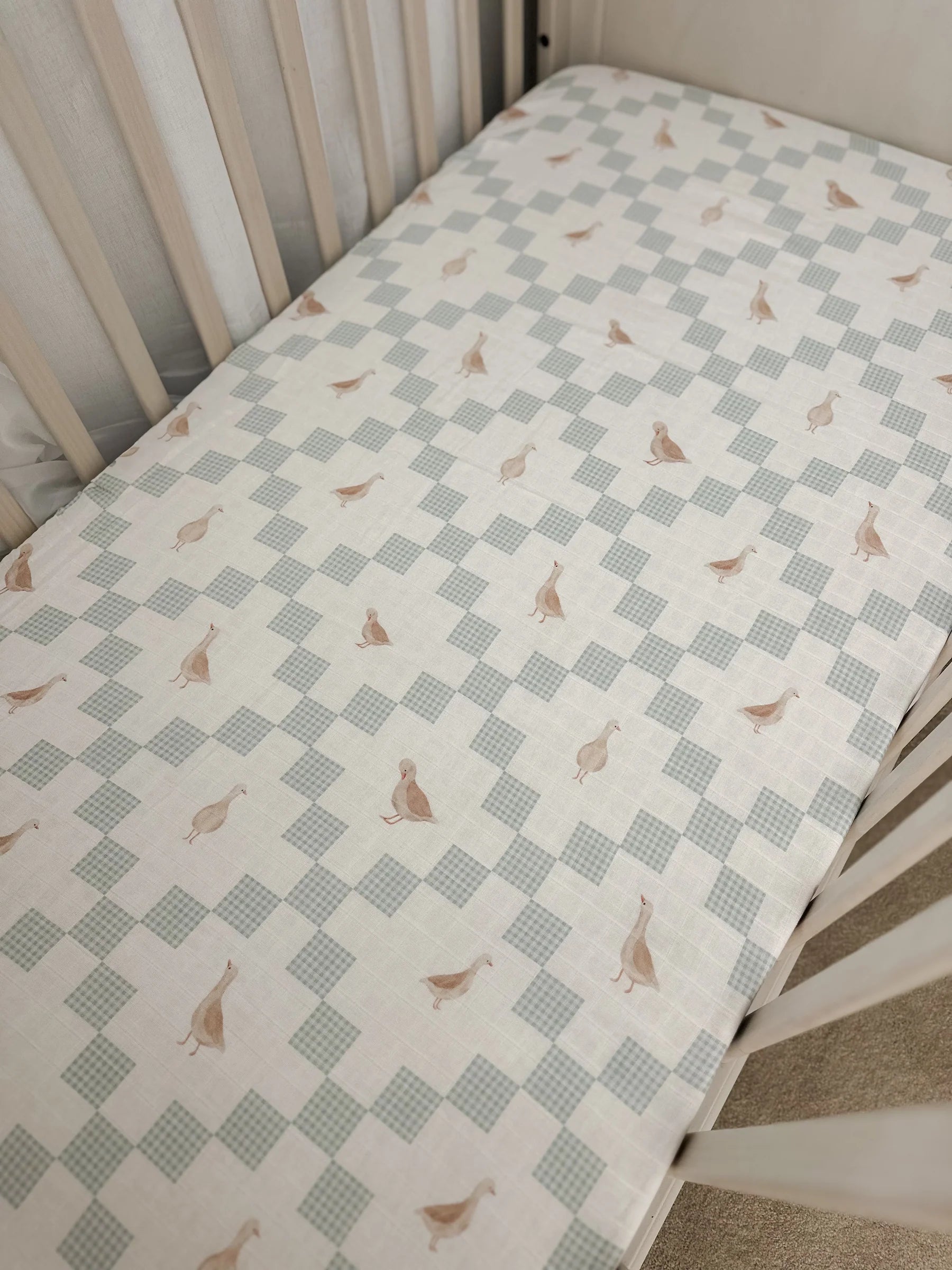Pop Ya Tot Organic Muslin Cot Sheet - Soft & Breathable Baby Crib Sheet for Newborns & Toddlers - Perfect for Nursery, Daycare & Travel - Goosey Gander