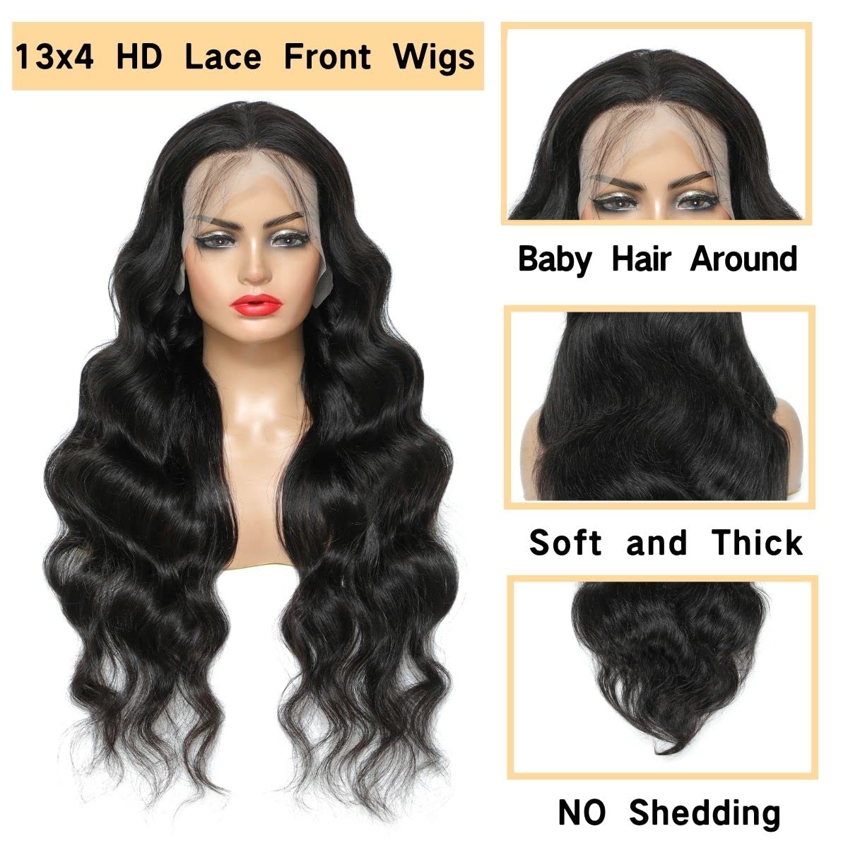 30 Inch Body Wave Lace Front Wigs Human Hair - Pre Plucked 180% Density 13x4 HD Transparent Frontal Glueless Wig with Baby Hair & Natural Hairline - Perfect for Black Women | Everyday Wear, Parties, Cosplay & Special Occasions