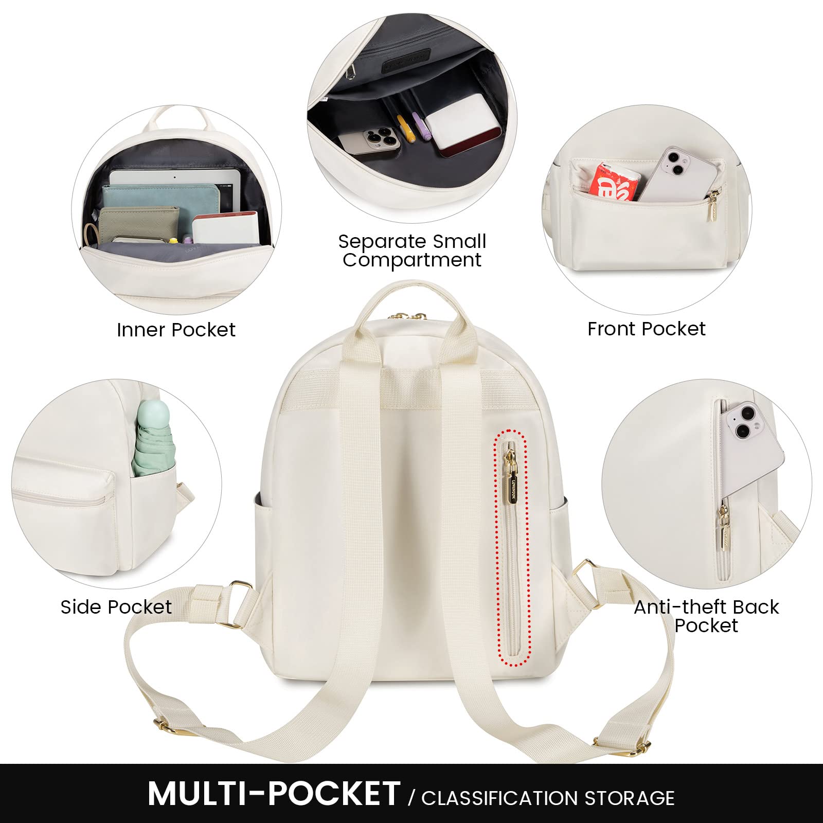LOVEVOOK Mini Backpack for Women - Lightweight Waterproof Small Backpack Purse for Daily Use, Travel, Hiking & School - Stylish & Compact Daypack