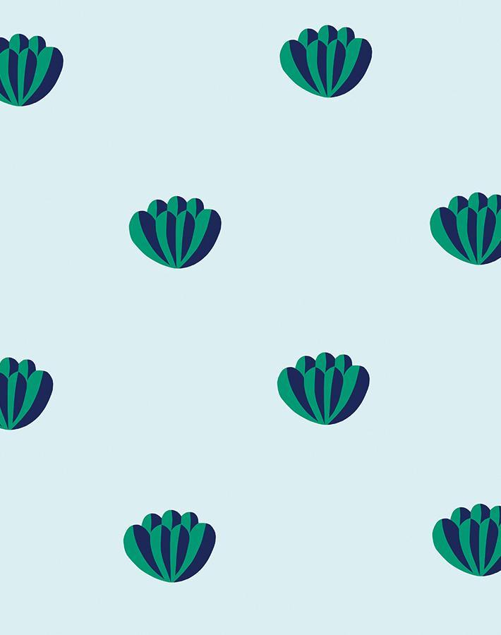 Clare V. 'Lotus' Wallpaper - Emerald & Sky Blue Peel and Stick Wallpaper for Bedroom, Living Room, Nursery Decor | Waterproof Removable Self-Adhesive Wallpaper