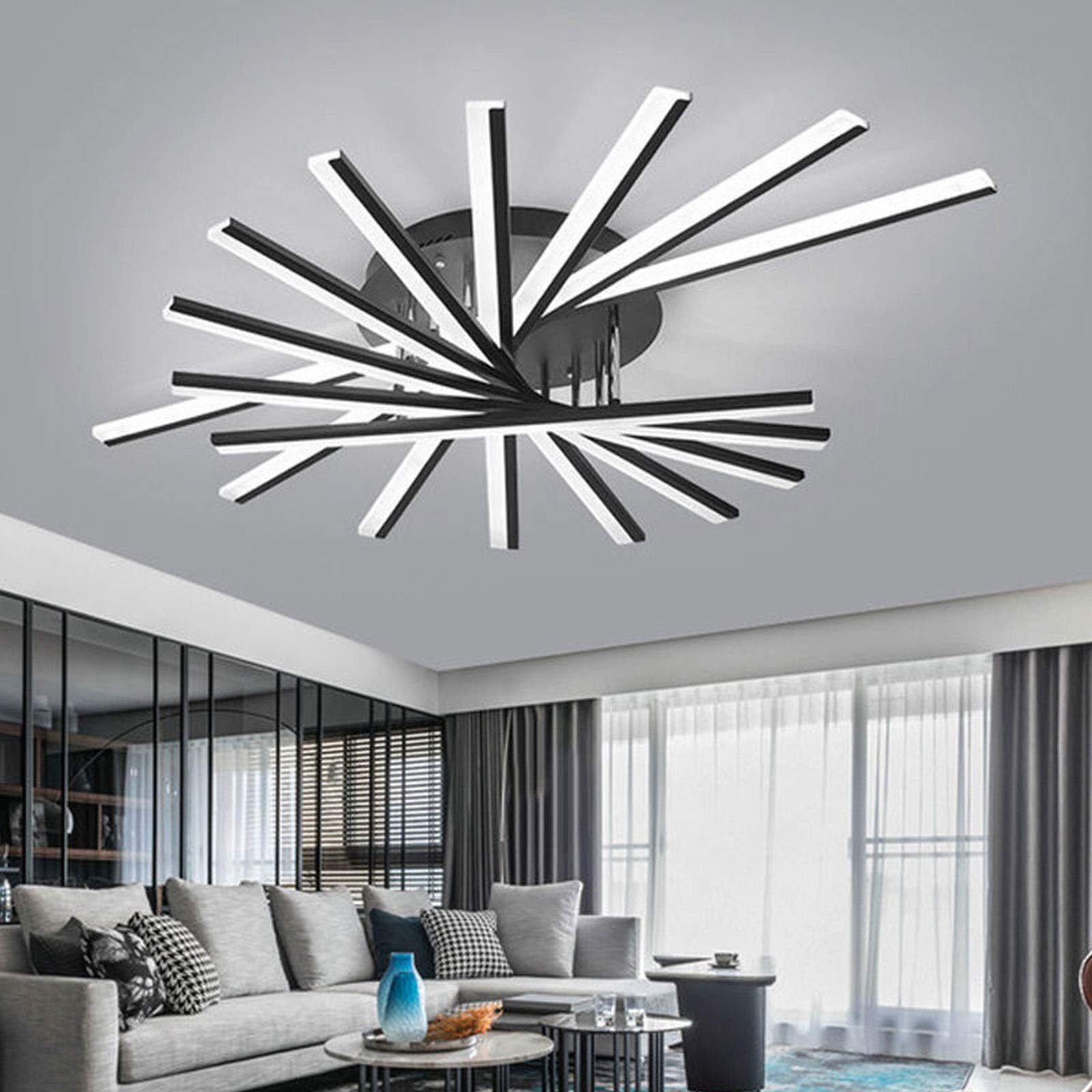 Ganeed Modern LED Flush Mount Ceiling Light - 9-Light Acrylic Chandelier in Cool White 6000K - Energy Efficient Lighting Fixture for Living Room, Bedroom & Dining Room - Perfect for Modern Home Decor and Ambient Lighting