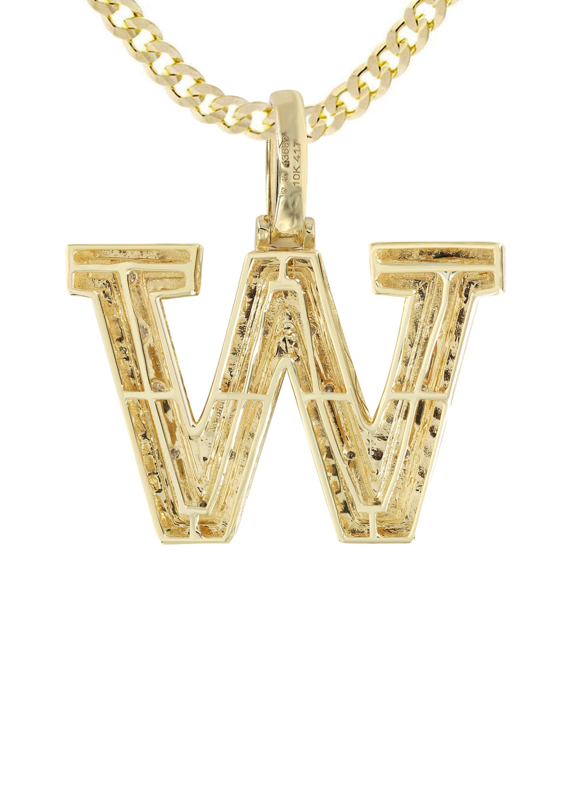 10K Yellow Gold Diamond Letter W Pendant Necklace for Women - 16 Grams | Elegant Personalized Jewelry Gift for Birthday, Anniversary & Special Occasions