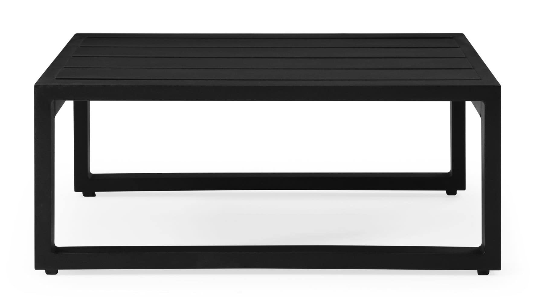 Modern Kore Outdoor Square Coffee Table - Black Powder Coated Aluminum Frame for Patio & Garden