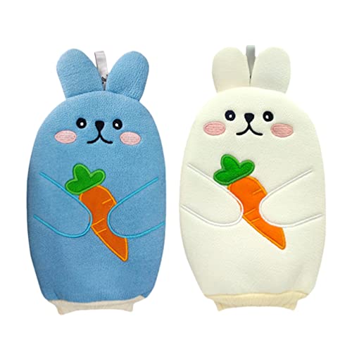 Kisangel 2-Pack Baby Bath Gloves - Soft Rabbit Pattern Wash Mitts for Toddlers, Gentle Bath Sponge & Body Scrubber for Newborns & Kids - Perfect for Sensitive Skin & Fun Bath Time
