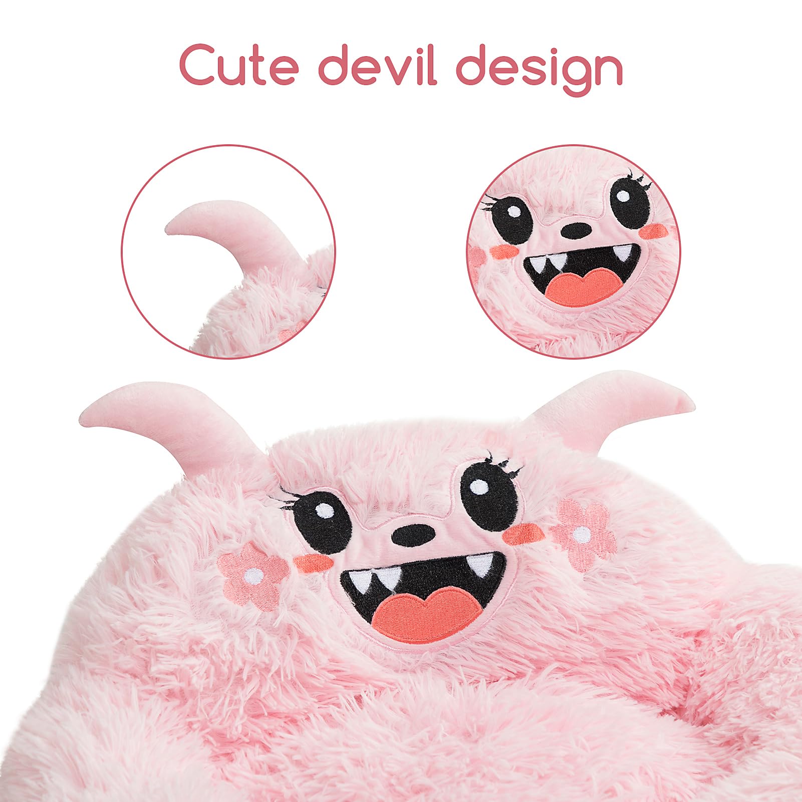 Hollypet Self-Warming Donut Pet Bed - Luxury Cozy Round Faux Fur Cat Bed for Small Dogs & Cats, Soft Warm Sleeping Nest with Non-Slip Bottom - Perfect for Winter, Bedroom & Living Room Use (Pink)
