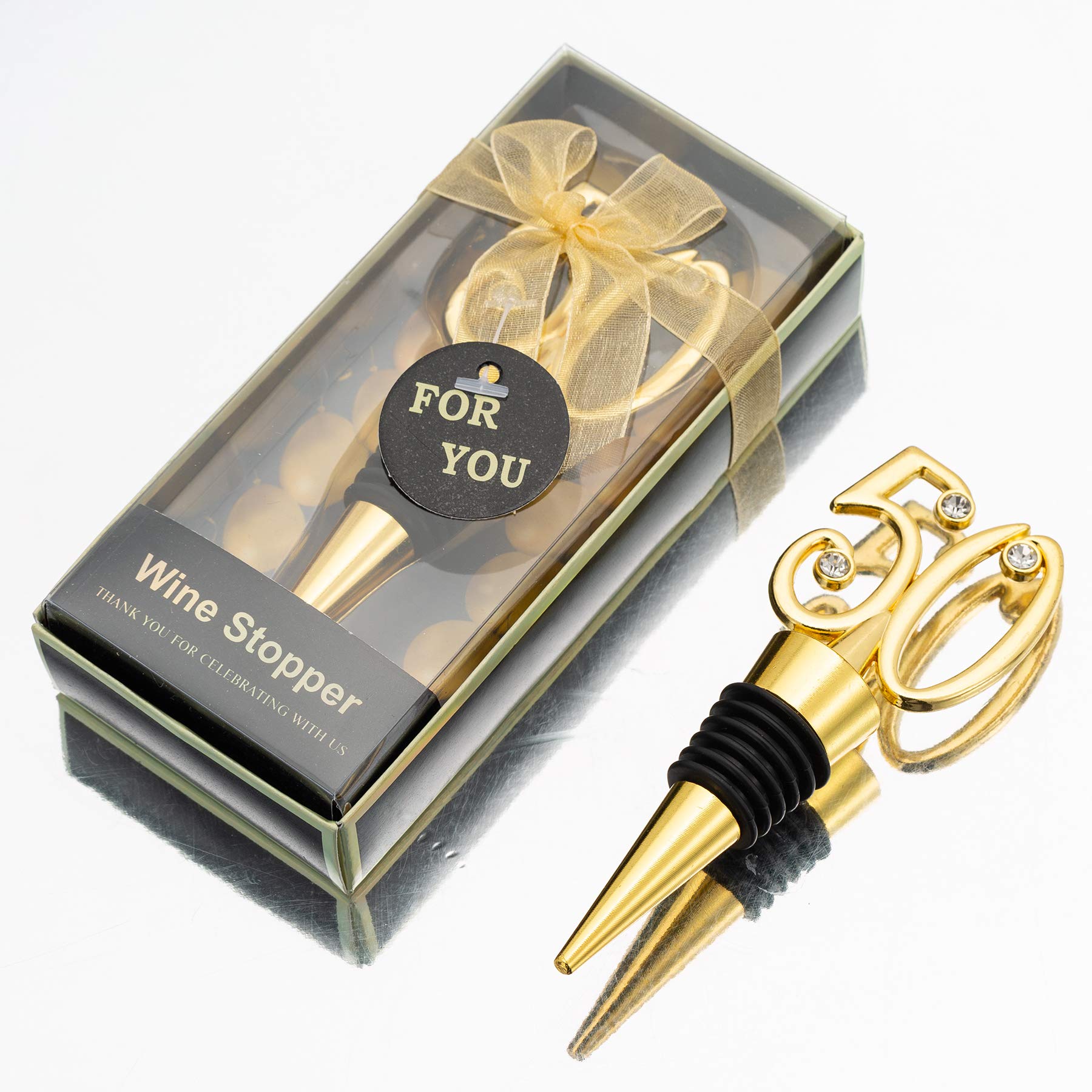 12Pcs 50th Birthday Wine Stoppers - Elegant Black and Gold 50th Anniversary Party Favors, Gifts & Decorations for Guests - Perfect for Wine Lovers, Anniversary Celebrations & Special Occasions