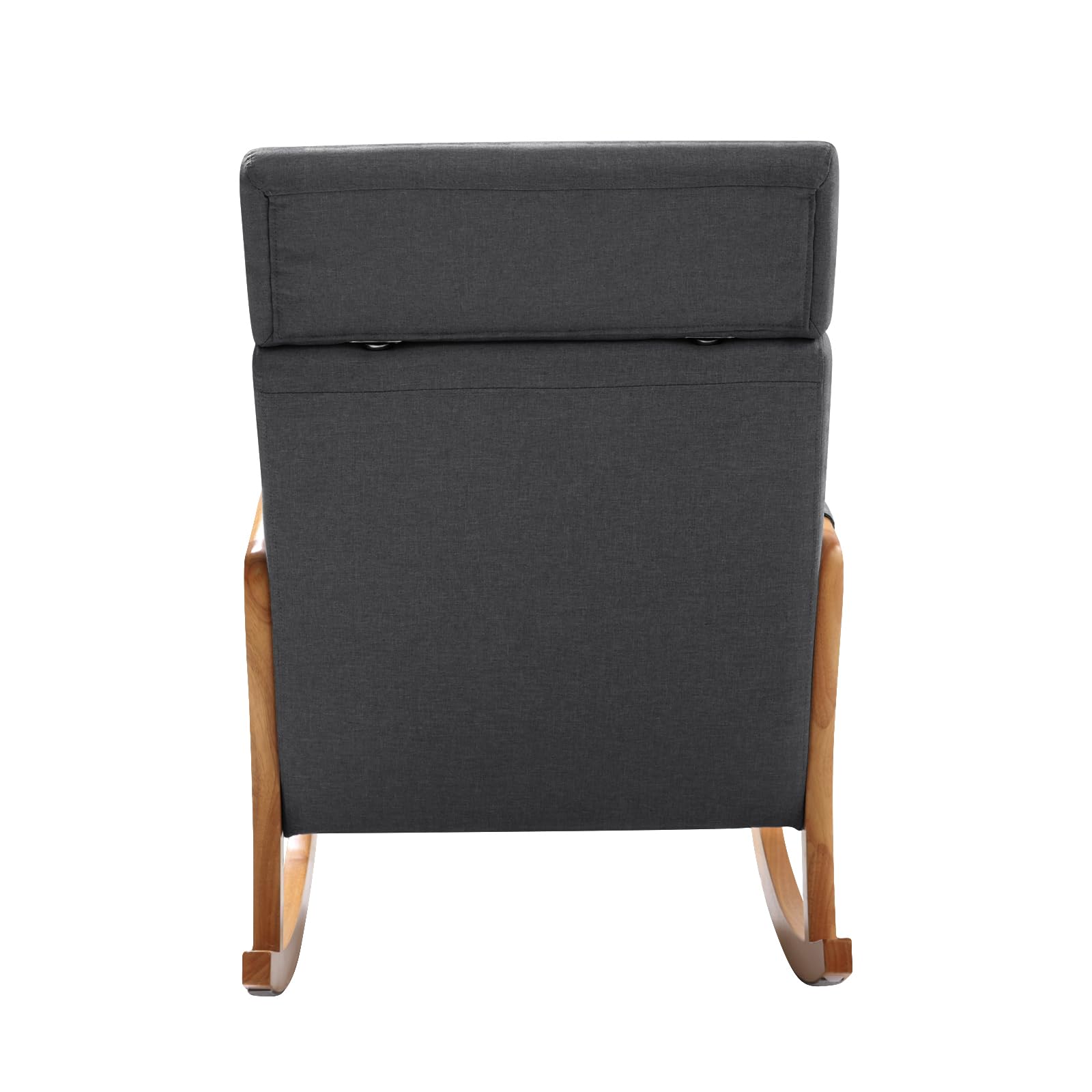 Comfortable Nursery Glider Rocking Chair with Pillow & Side Pocket - High Back Nursing Chair, Solid Wood Rocker Armchair for Bedroom & Living Room (Grey) - Perfect for Breastfeeding, Reading & Relaxing