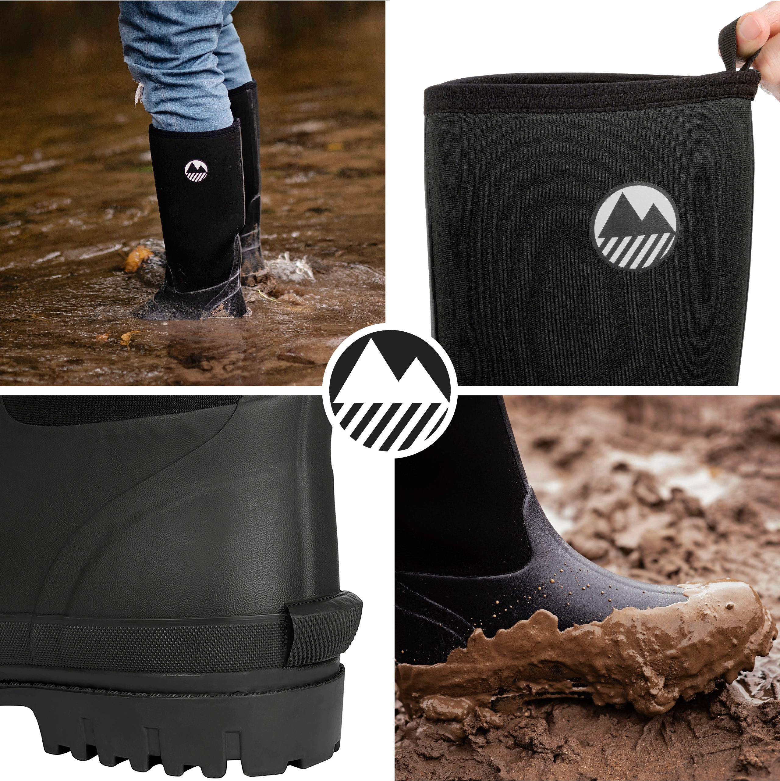 Men's Rydal Neoprene Wellington Boots - Waterproof Rubber Rain Boots for Fishing, Hunting & Outdoor Activities - Comfortable Slip-On Ankle Boots for Men