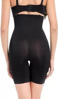 KROYWEN Women's High Waist Shapewear Shorts - Tummy Control Slimming Lycra Shorts for Yoga, Gym, Workout & Everyday Wear - Free Size Black