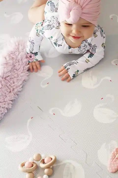 Eco-Friendly Swan Boho Puzzle Play Mat Tiles - Non-Toxic Foam Floor Tiles for Kids Nursery, Playroom & Daycare - Soft, Interlocking & Easy to Clean - Perfect for Baby Crawling, Toddler Play & Learning Activities