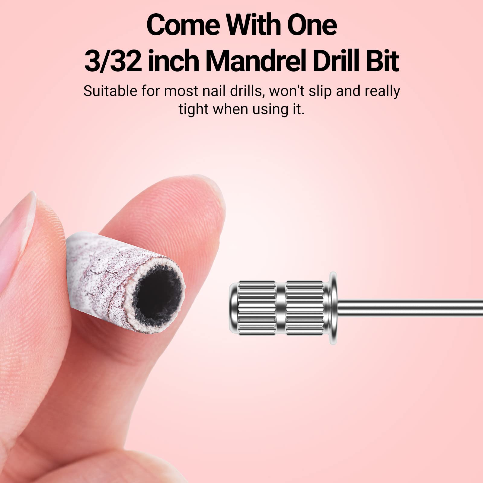 MelodySusie 100 Pcs Nail Drill Bits Sanding Bands - 180 Fine Grit Nail File Sanding Bands for Acrylic Nails, Gel Manicures & Pedicures | Professional Nail Art Tools for Salon & Home Use