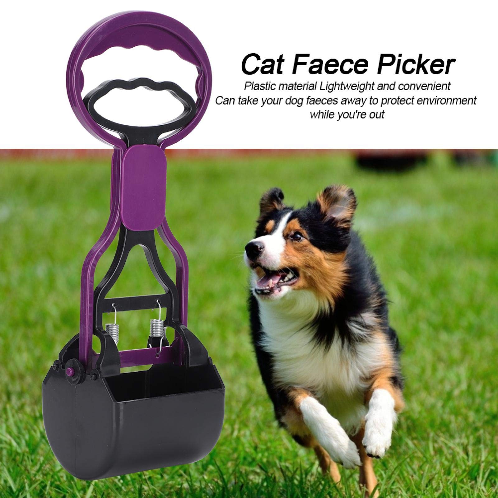 Dog Waste Scooper with Garbage Bags - Pet Pooper Scooper for Dogs & Cats - Durable Animal Waste Cleaning Tool for Grass & Yards - Purple (Perfect for Backyard, Park & Outdoor Cleanup)