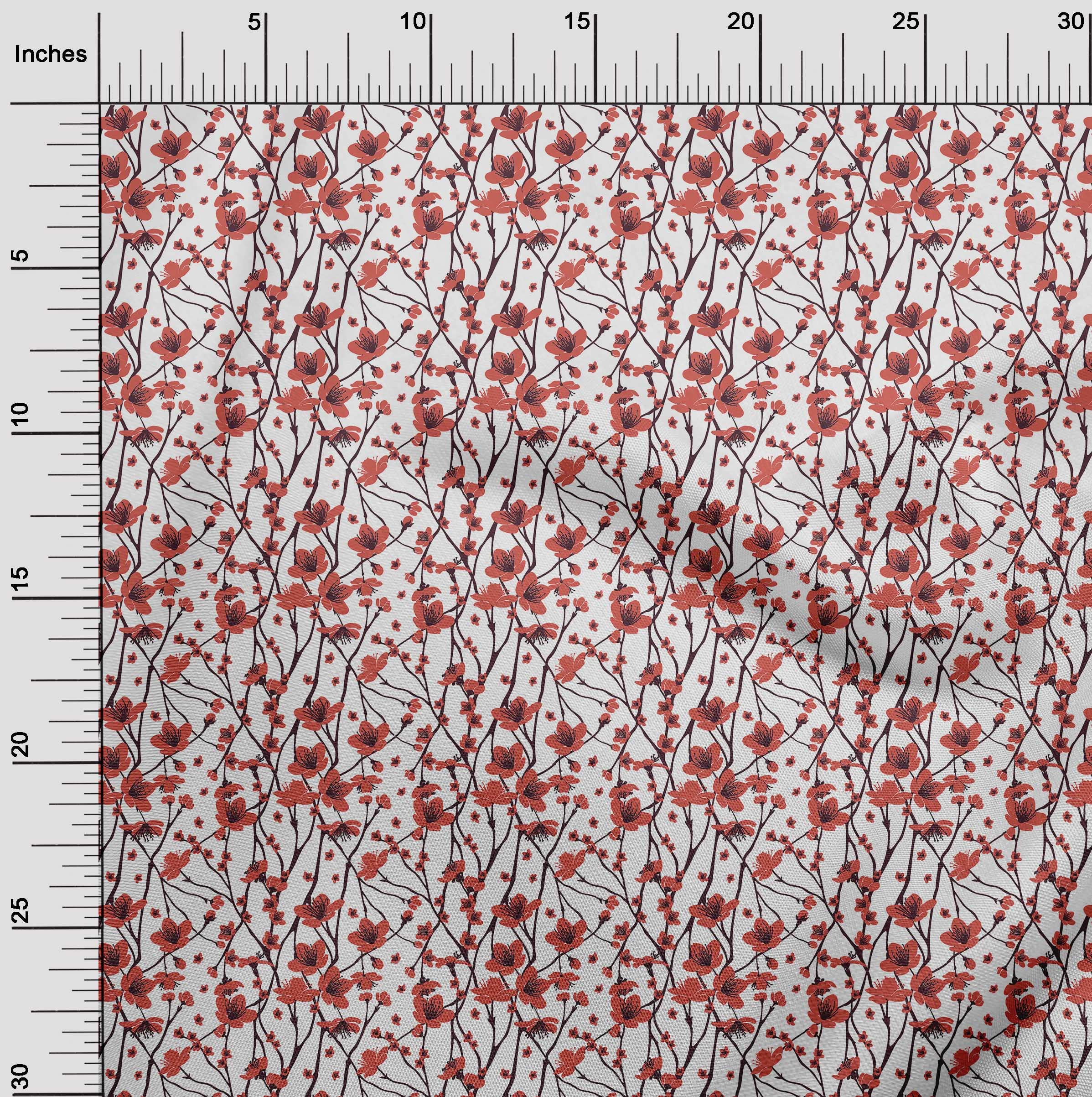 oneOone 100% Cotton Jersey Red Floral Print Fabric for Kids - 58 Inch Wide DIY Sewing Material for Clothing, Dresses & Crafts - Soft & Breathable Fabric by The Yard