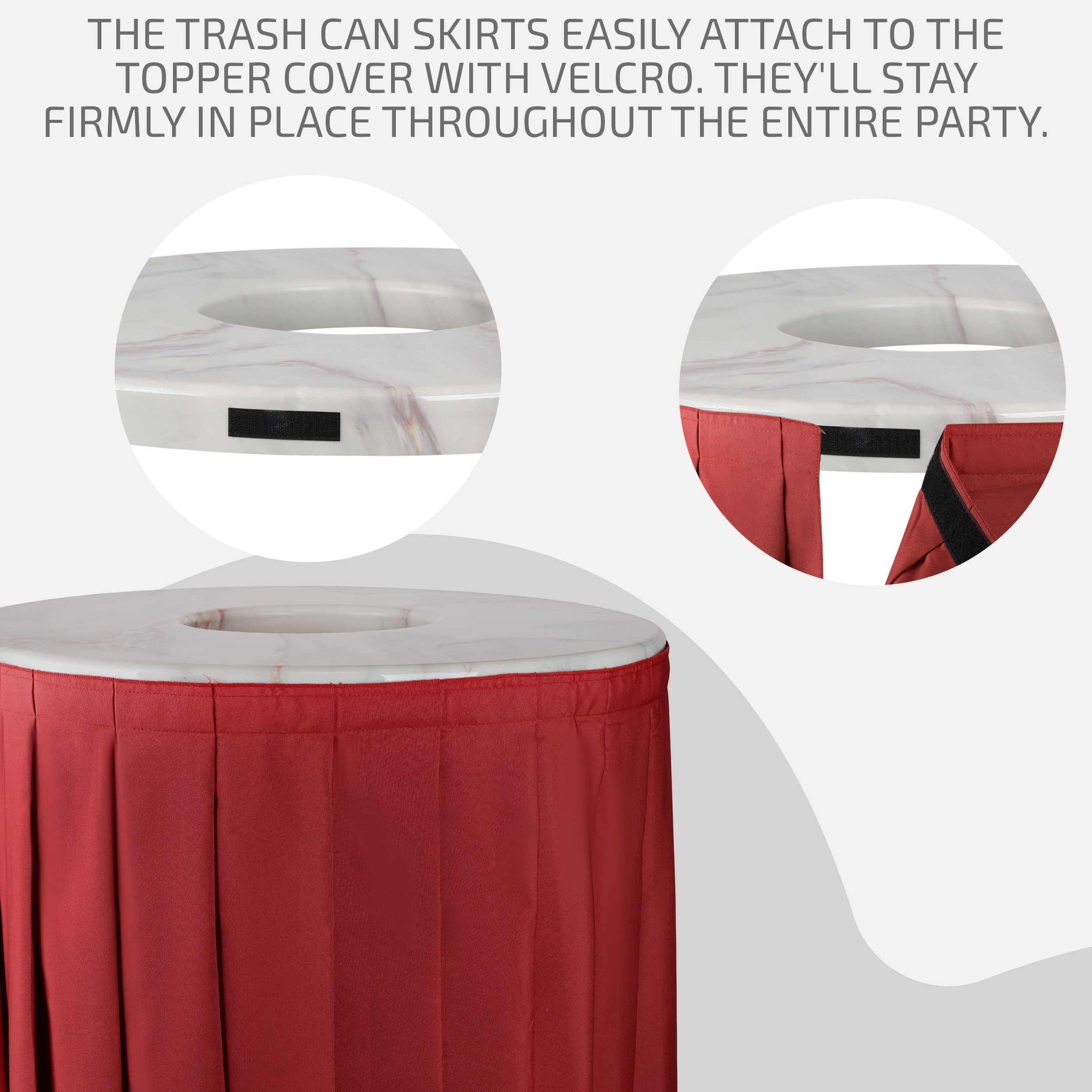 44-55 Gallon Trash Can Topper with Skirt - Marble Design Black Lid Cover for Kitchen, Bathroom & Outdoor Waste Bins - Durable & Stylish Garbage Can Accessory